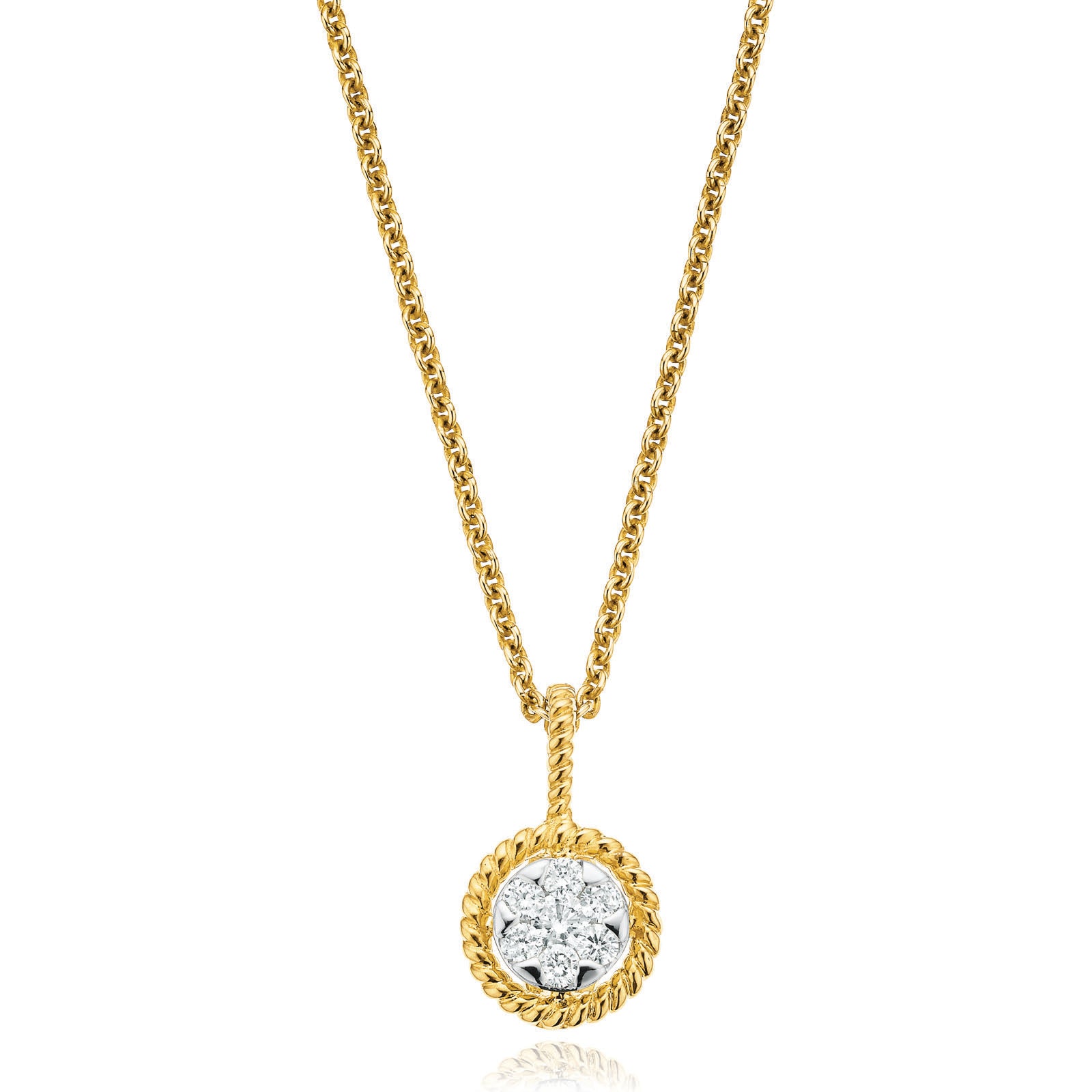 9ct Yellow Gold Round Brilliant Cut with 0.10 CARAT tw of Diamond Pendant