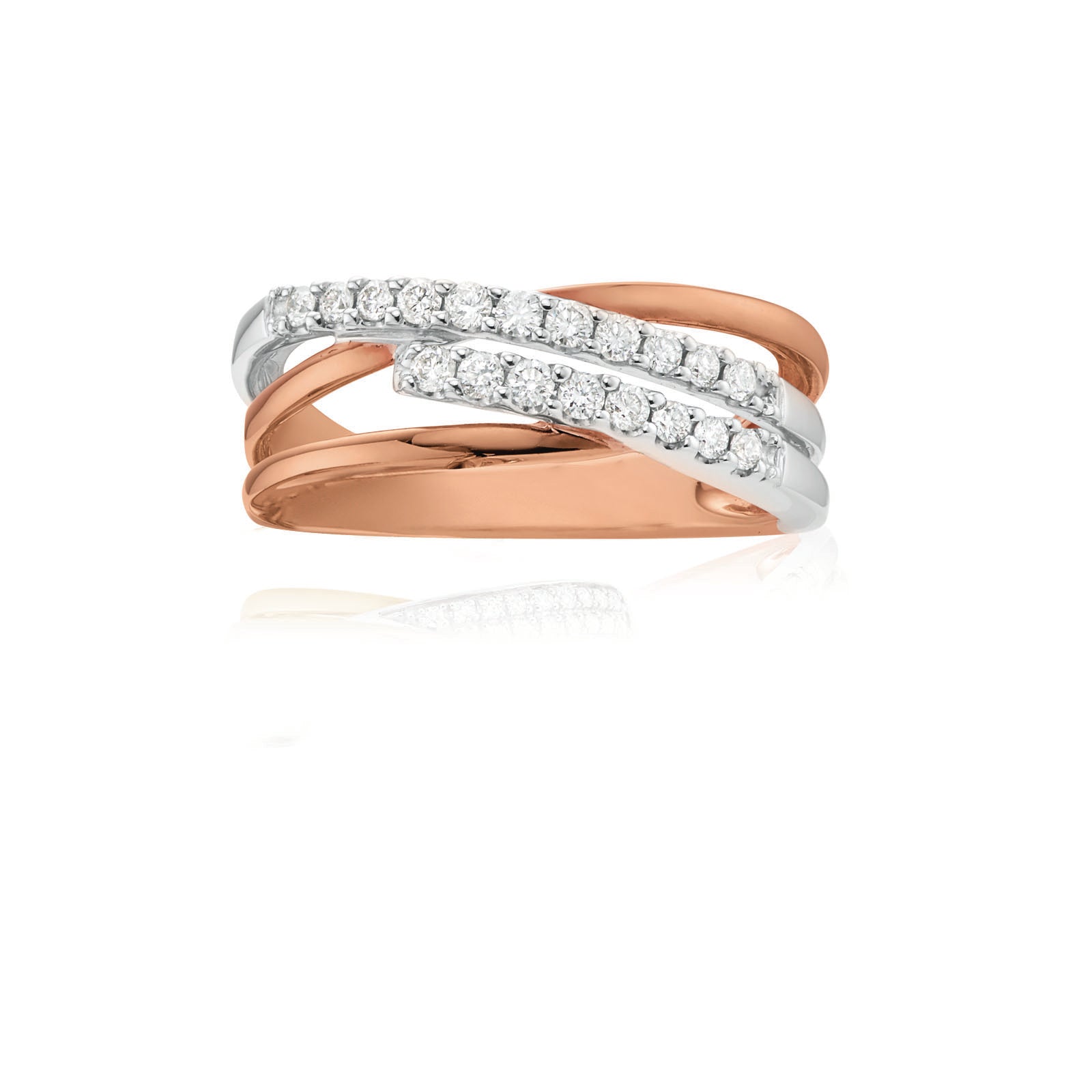 9ct Rose & White Gold Round Brilliant Cut with 0.25 Carat tw of Diamonds Ring