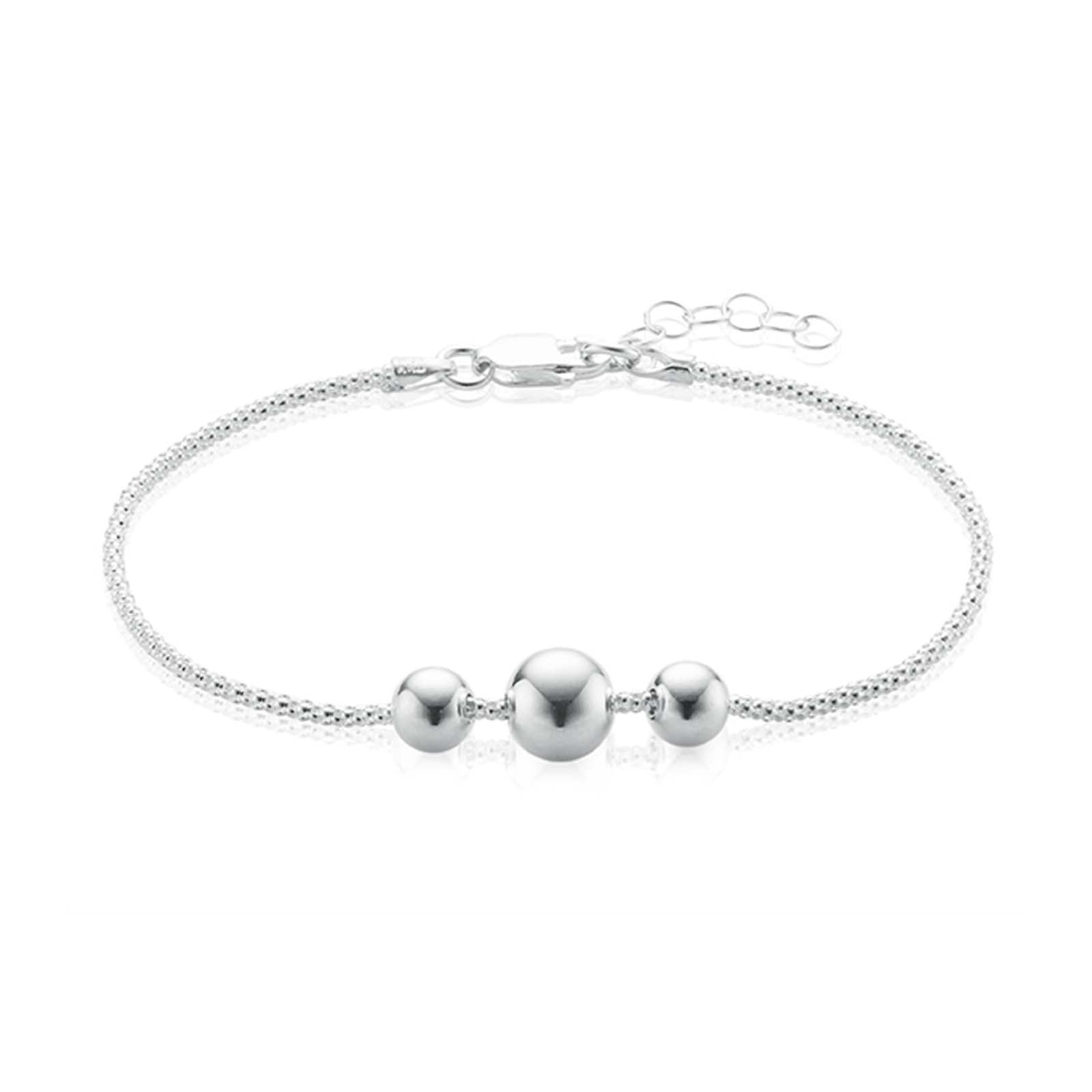 Sterling Silver 17-19cm Polished Ball Bracelet