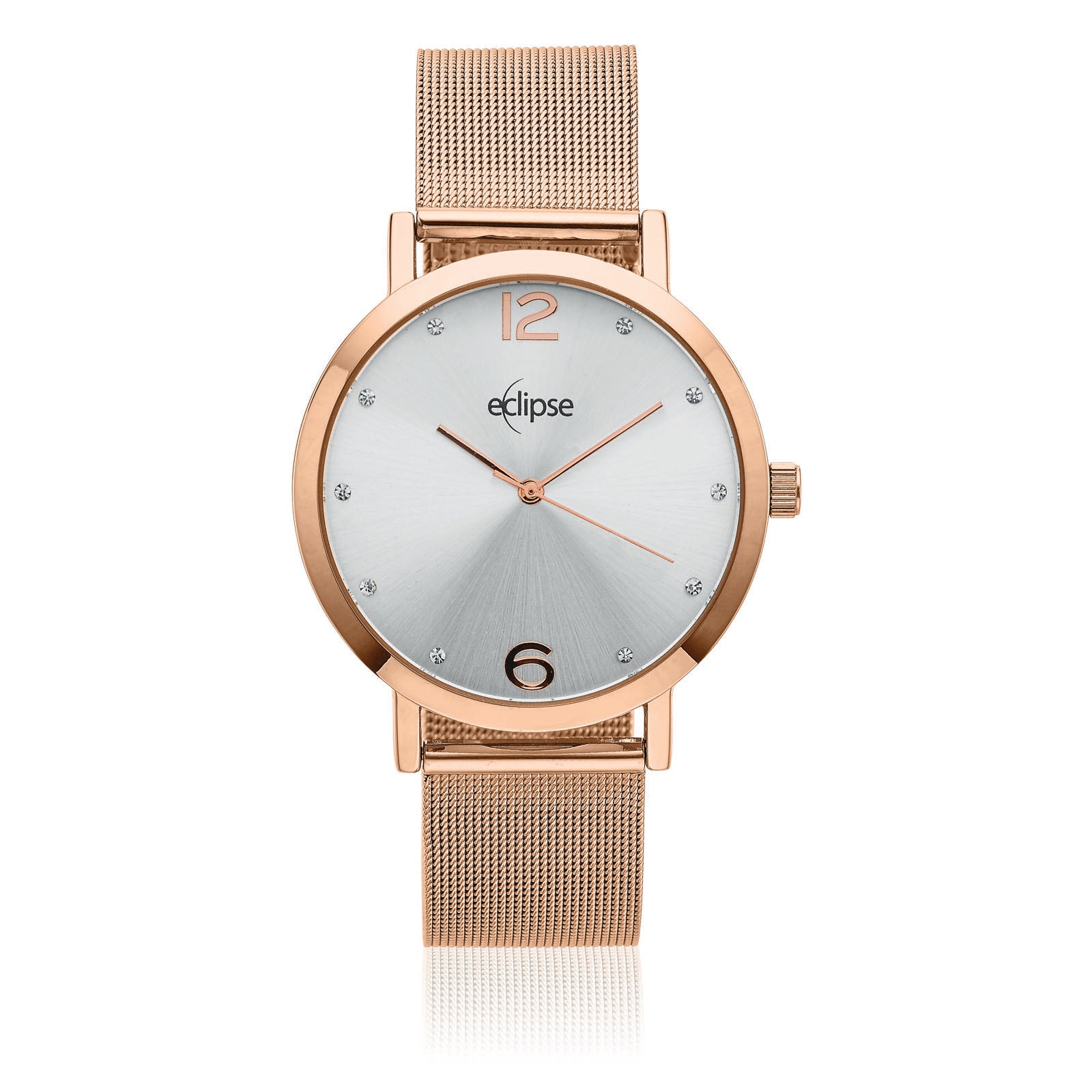 Eclipse Rose Gold Crystal Mesh Watch