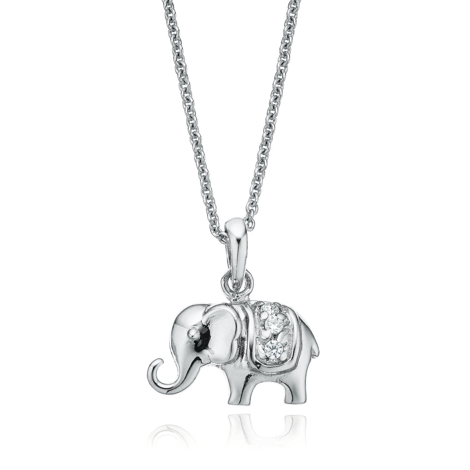 Sterling Silver Cubic Zirconia Elephant Pendant