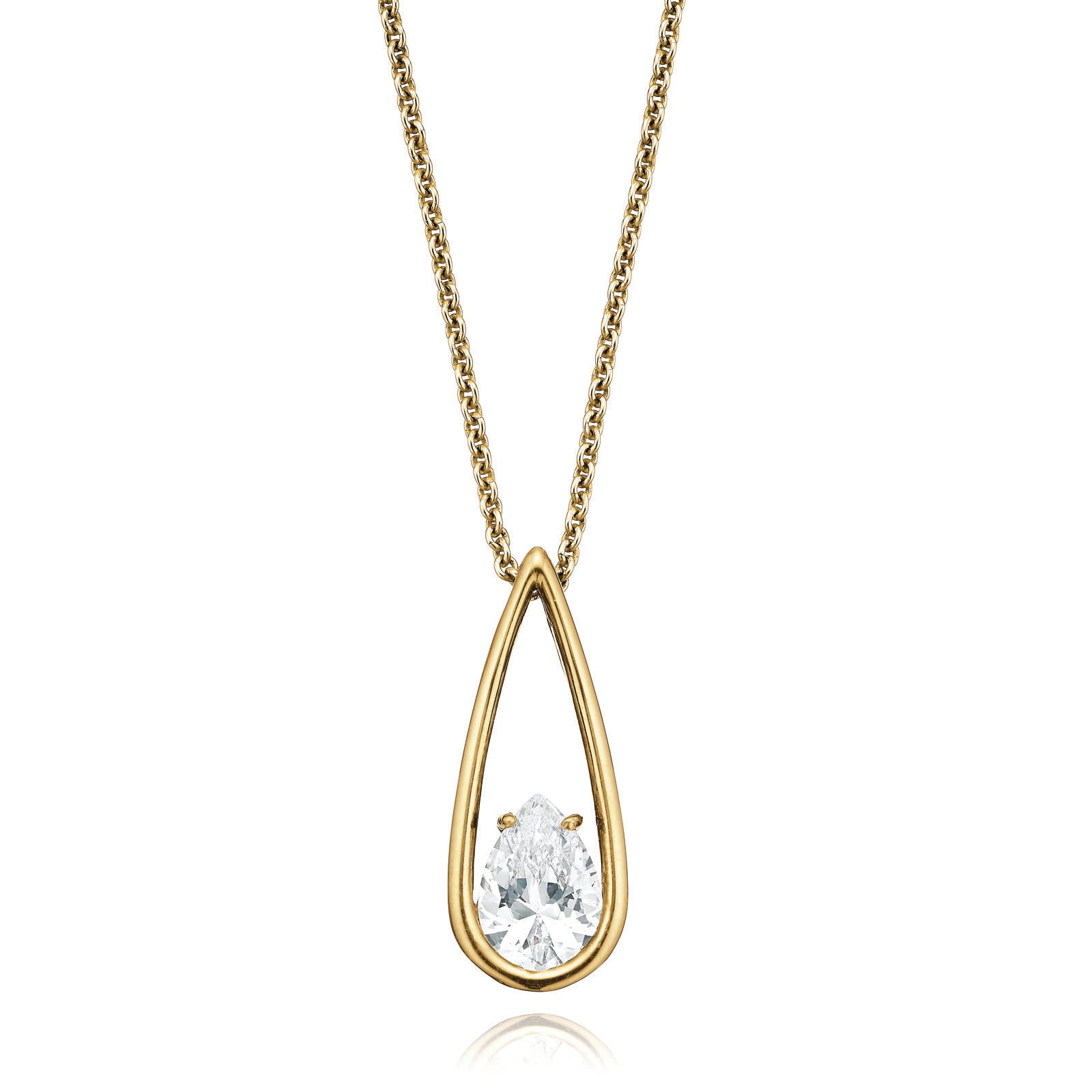 9ct Yellow Gold Silver Filled Cubic Zirconia Pendant