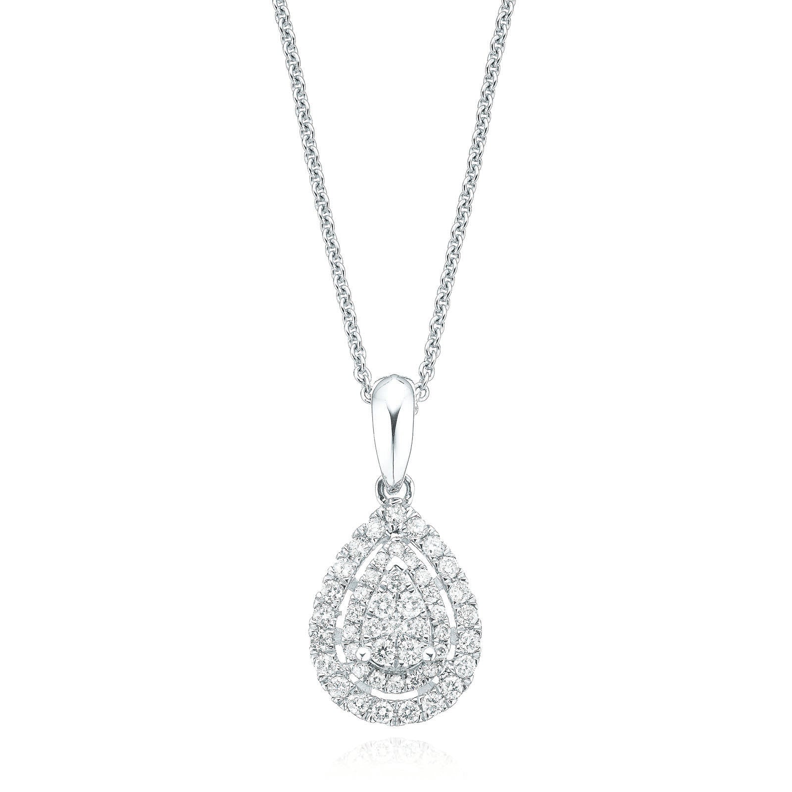 9ct White Gold Round Brilliant Cut with 1/3 CARAT tw of Diamond Pendant