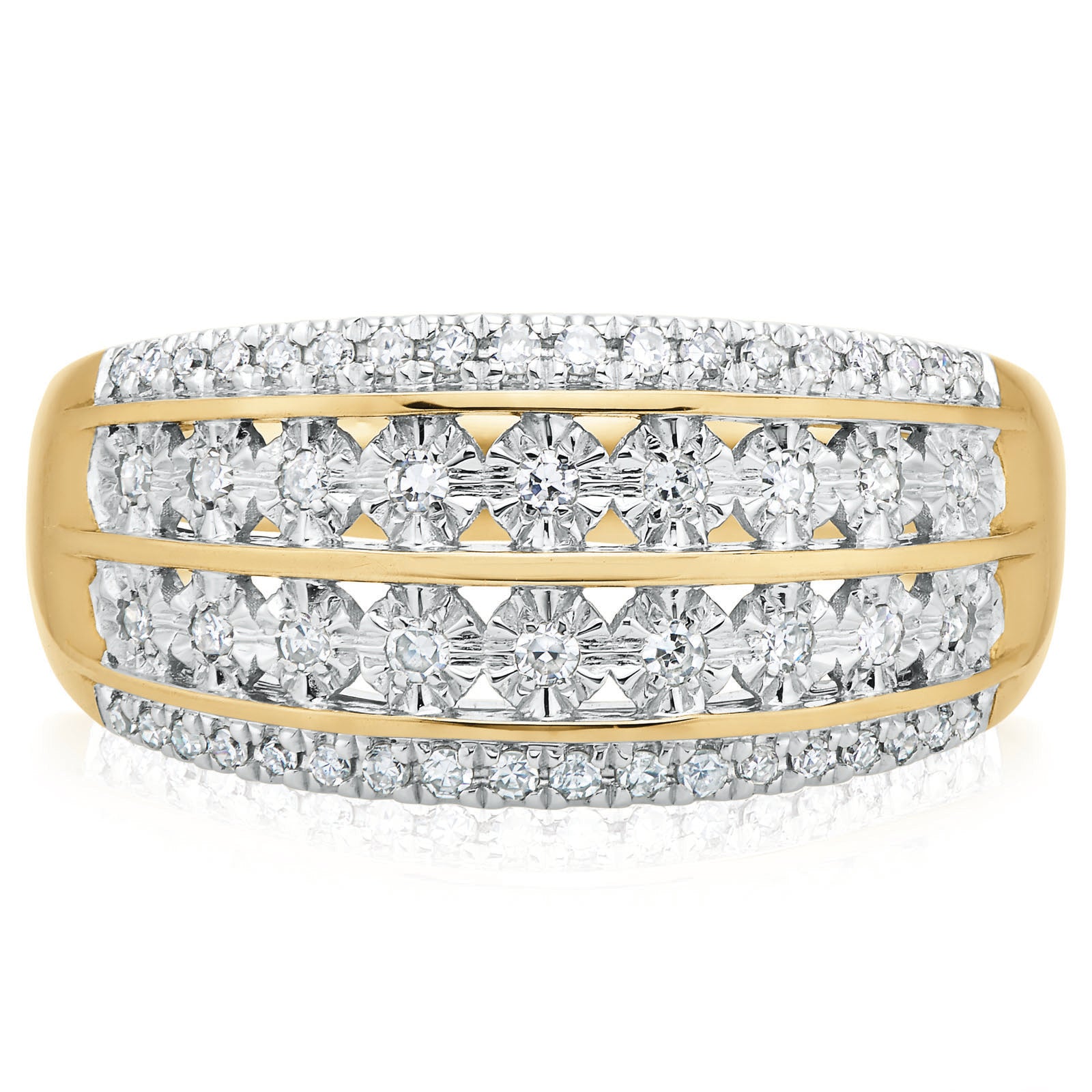 9ct Yellow Gold Round Brilliant Cut with 1/4 CARAT tw of Diamonds Ring