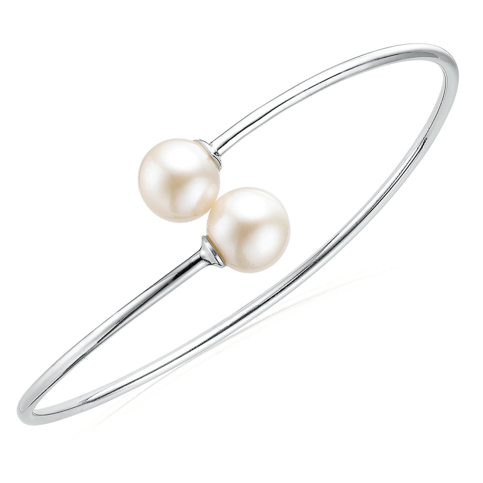 Sterling Silver Fresh Water Pearl Flexi Bangle