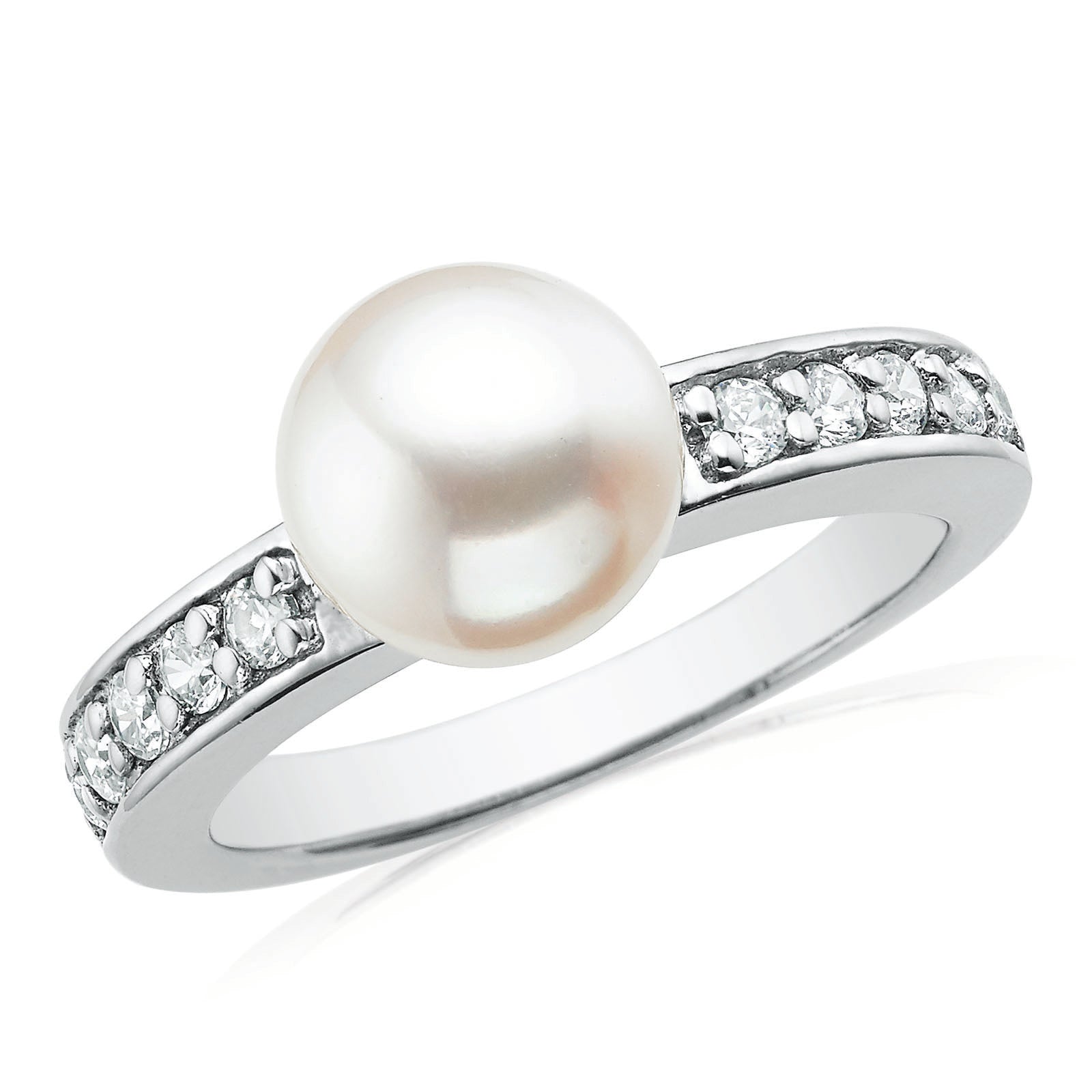 Pearl and cubic zirconia outlet ring