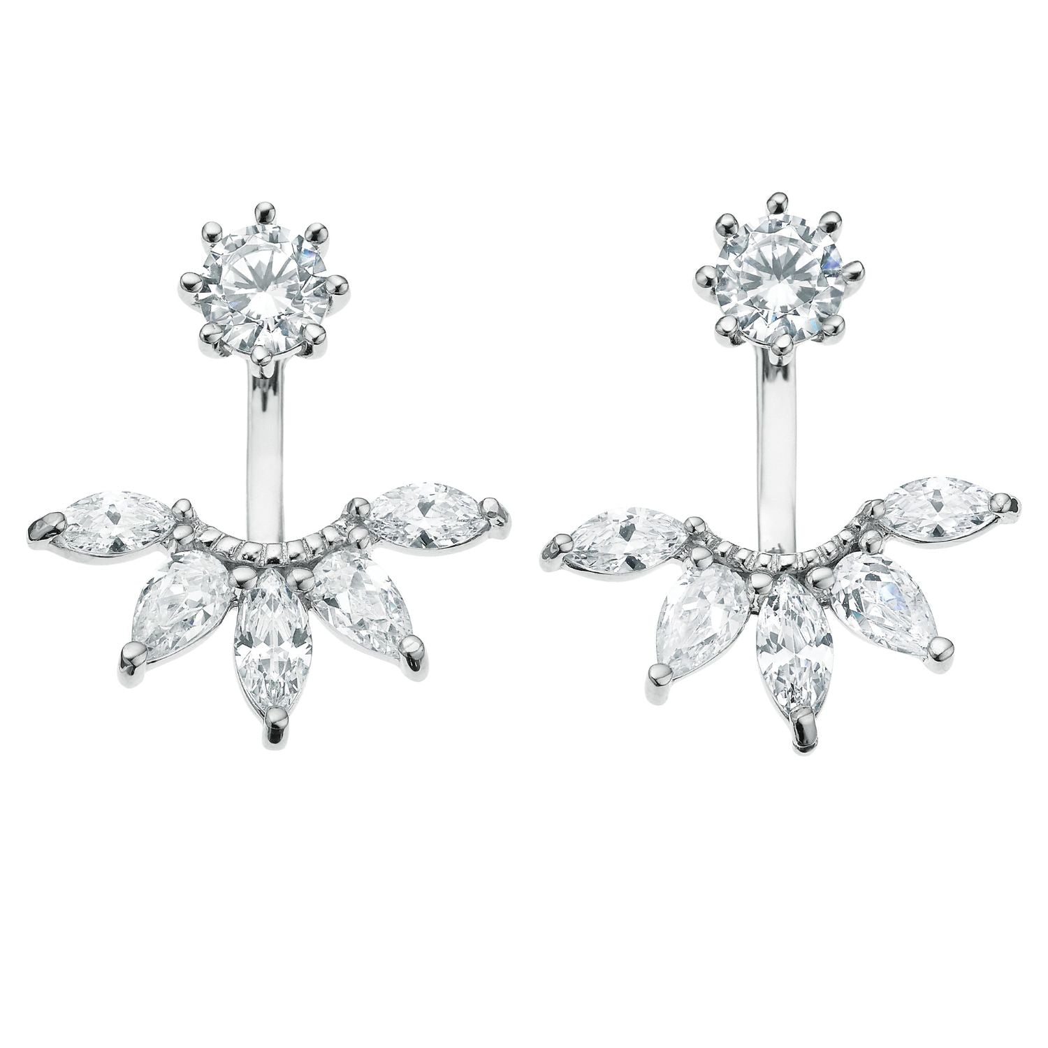 Sterling Silver Cubic Zirconia Ear Jackets