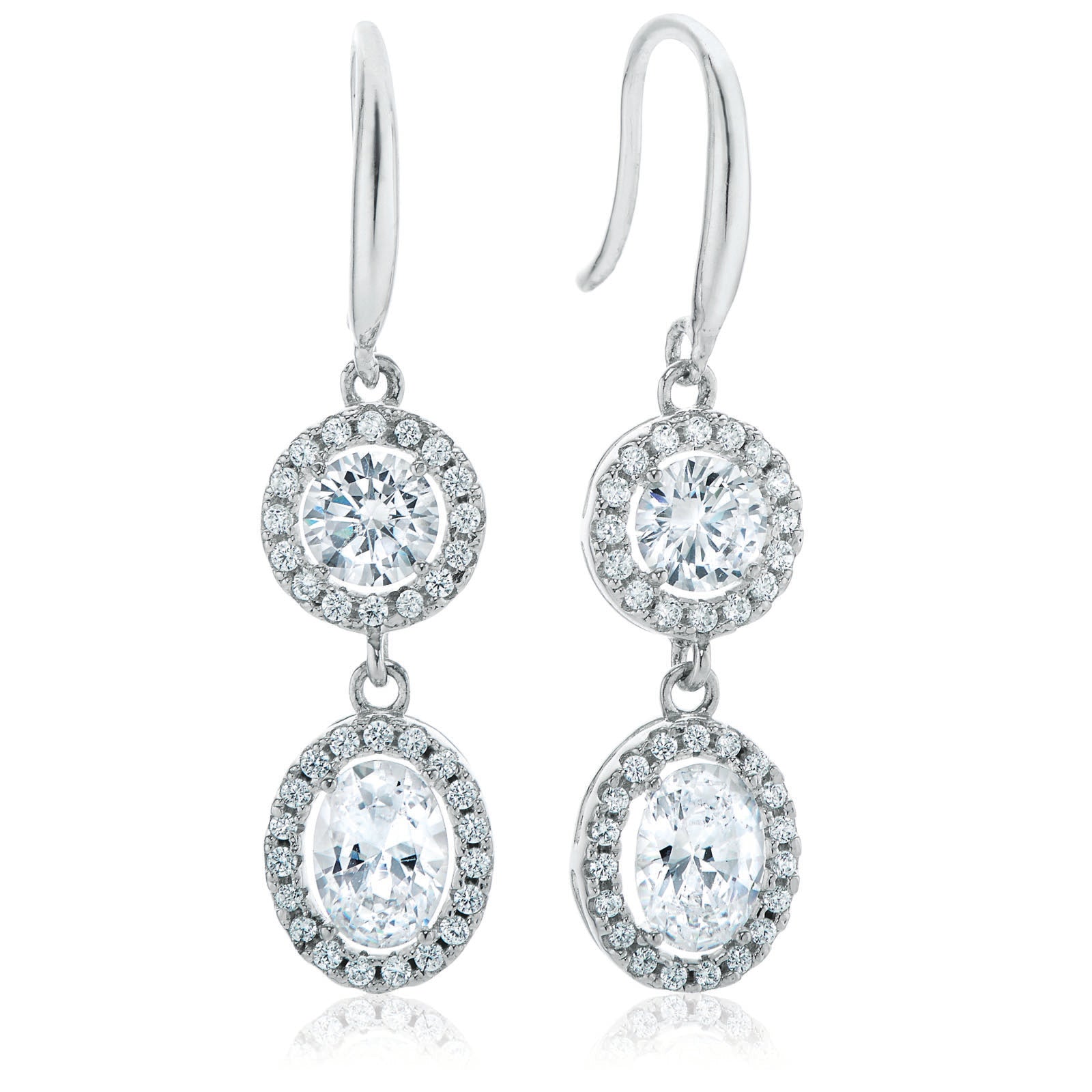 Sterling Silver Cubic Zirconia Double Drop Earrings