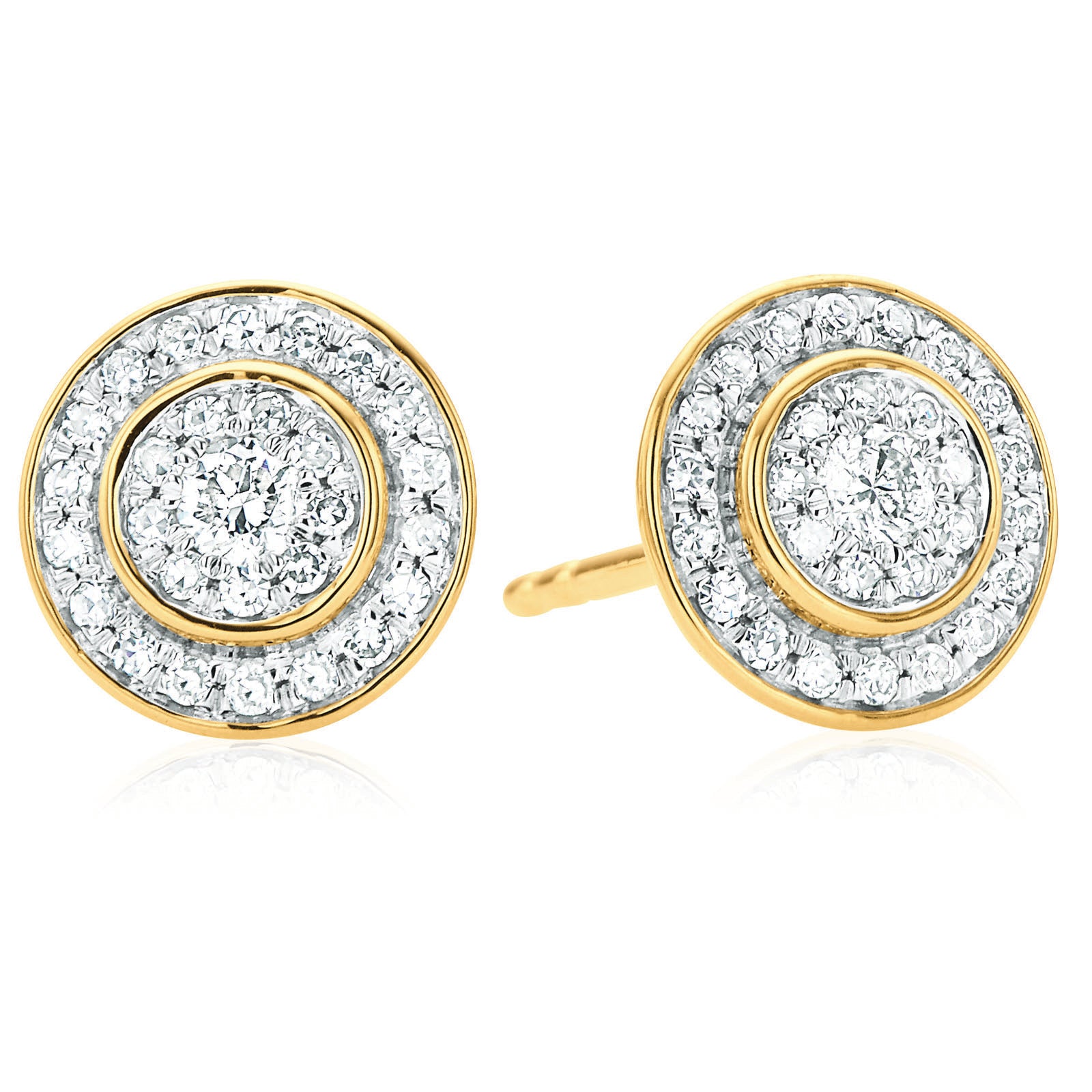 9ct Yellow Gold Round Brilliant Cut with 1/4 CARAT tw of Diamonds Stud Earrings