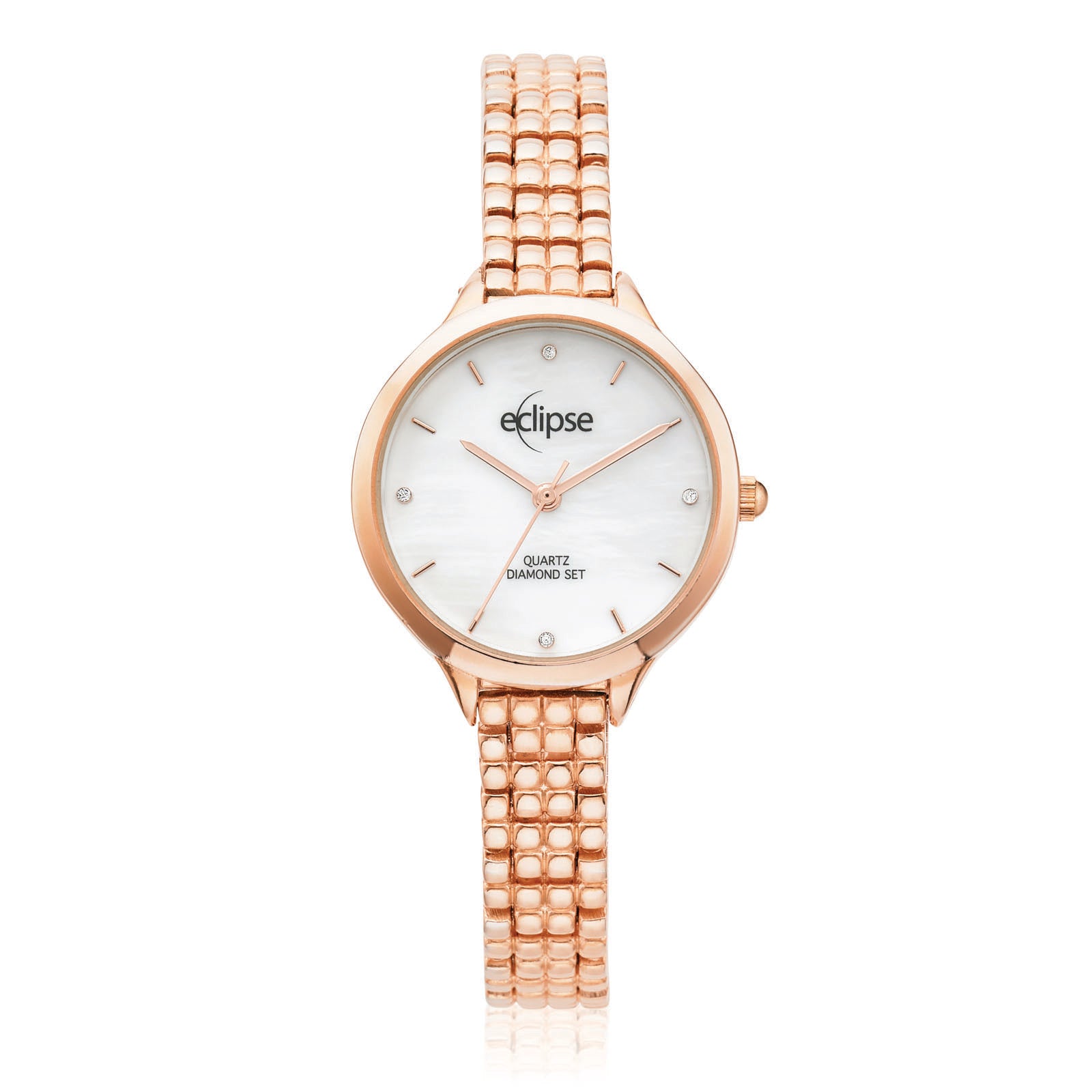 Eclipse Diamond Set Mother of Pearl Rose Gold Tone Watch