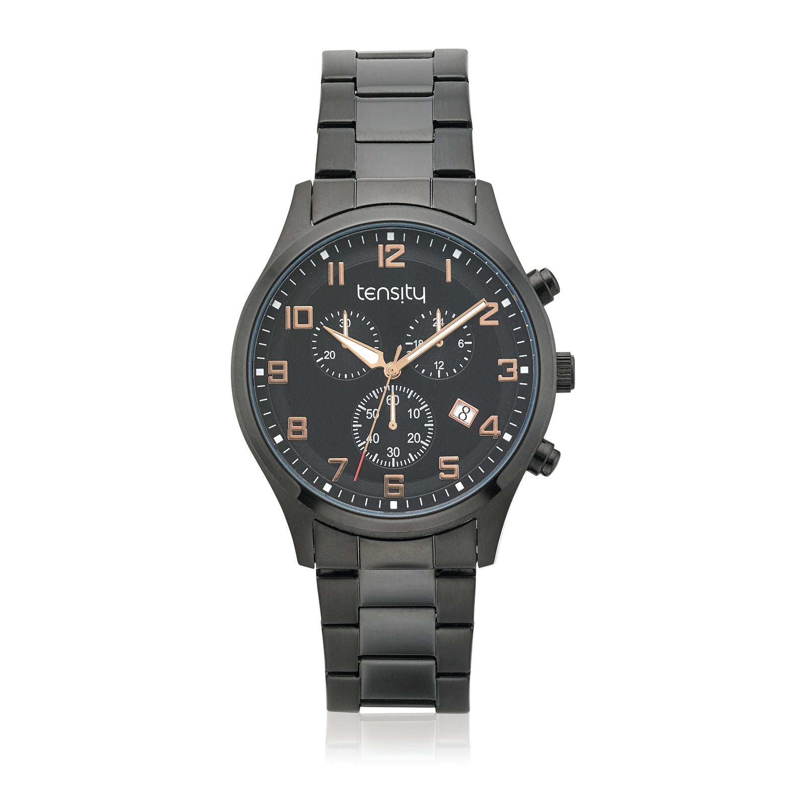 Tensity 44mm Stainless Steel Black Dial Chronograph Watch