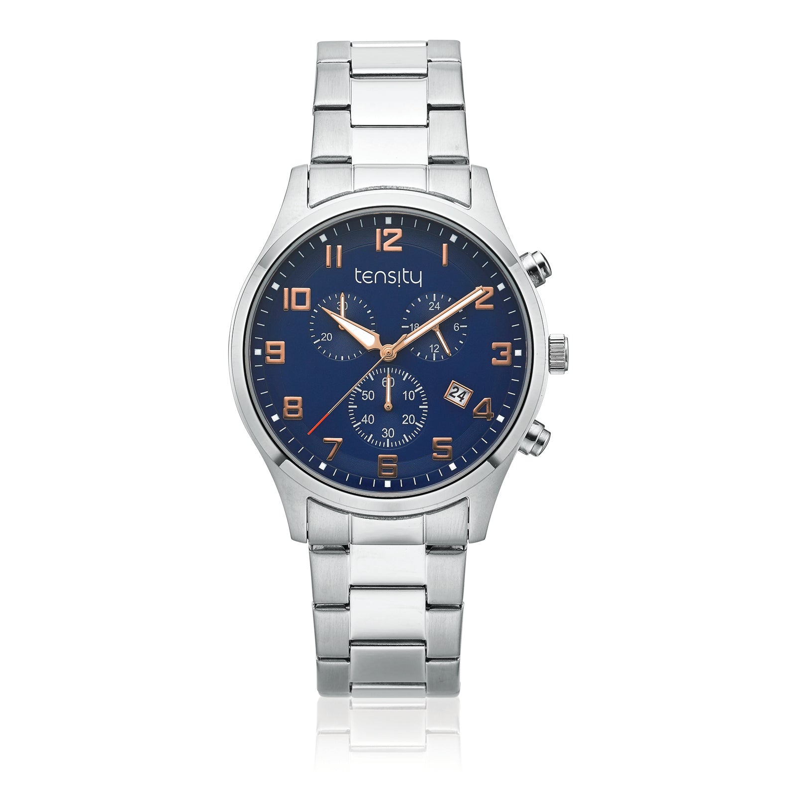 Tensity 44mm Stainless Steel Blue Dial Chronograph Watch – Zamels