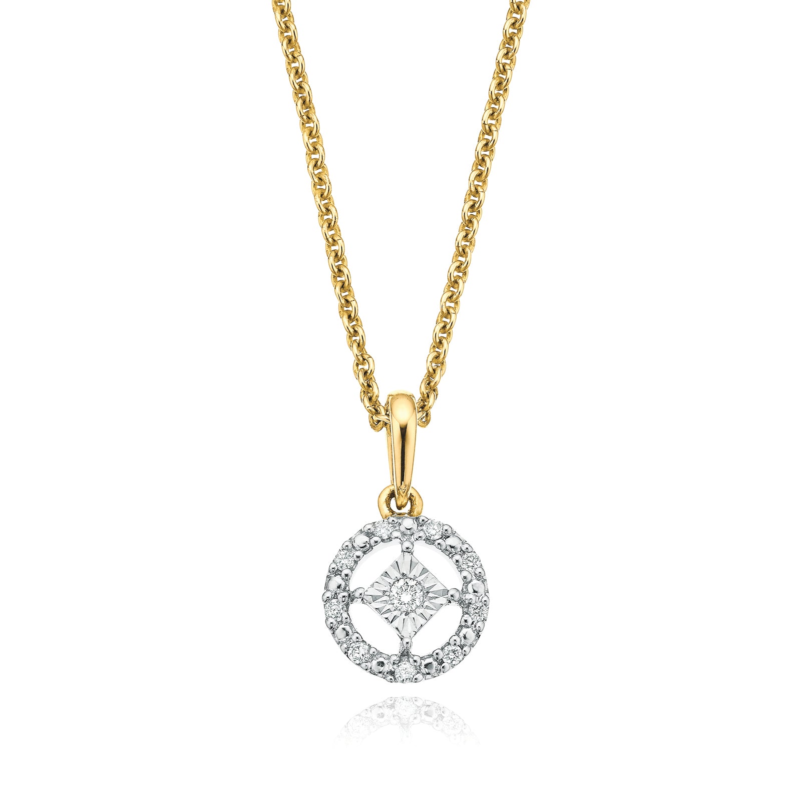 9ct Yellow Gold & Diamond Set Pendant