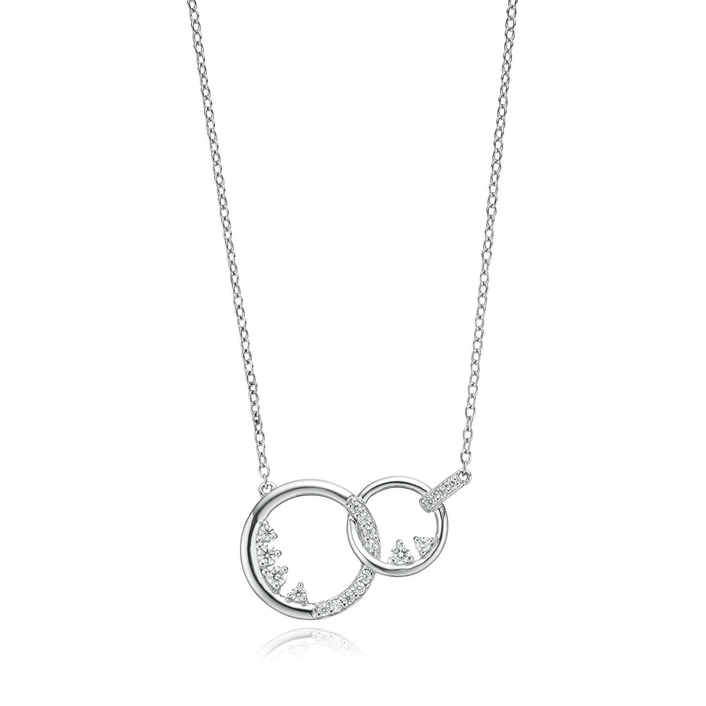 Sterling Silver Round 45cm Cubic Zirconia Interlocking Circle Necklace