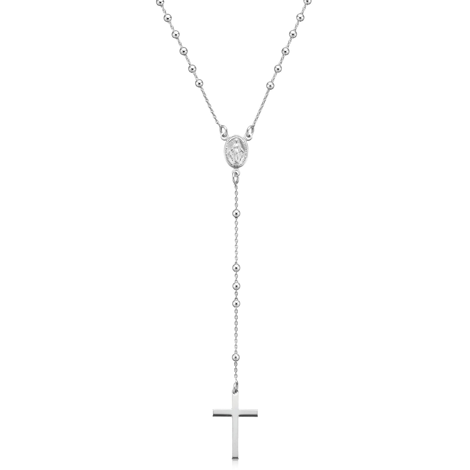 Sterling Silver 45cm Rosary Necklace