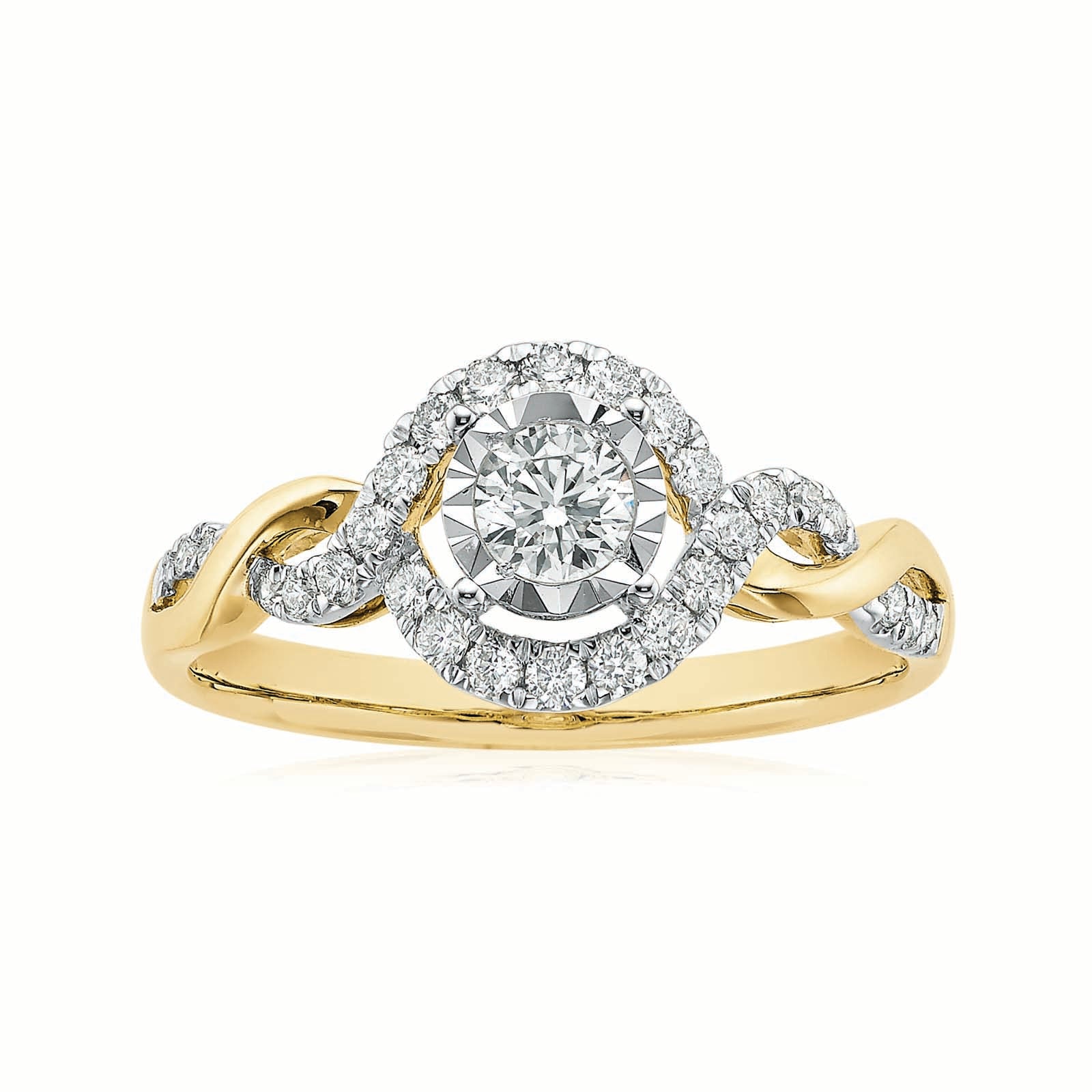 9ct Two Tone Gold Round Brilliant Cut with 0.50 Carat tw of Diamonds Ring