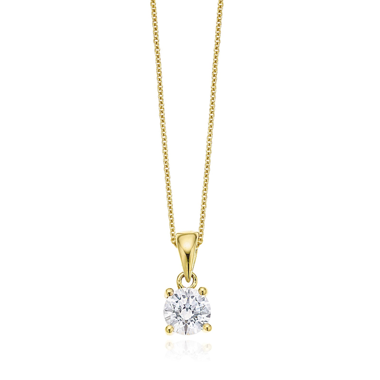 HUSH 9ct Yellow Gold Round Brilliant Cut with 1 CARAT of Diamond Simulants Pendant