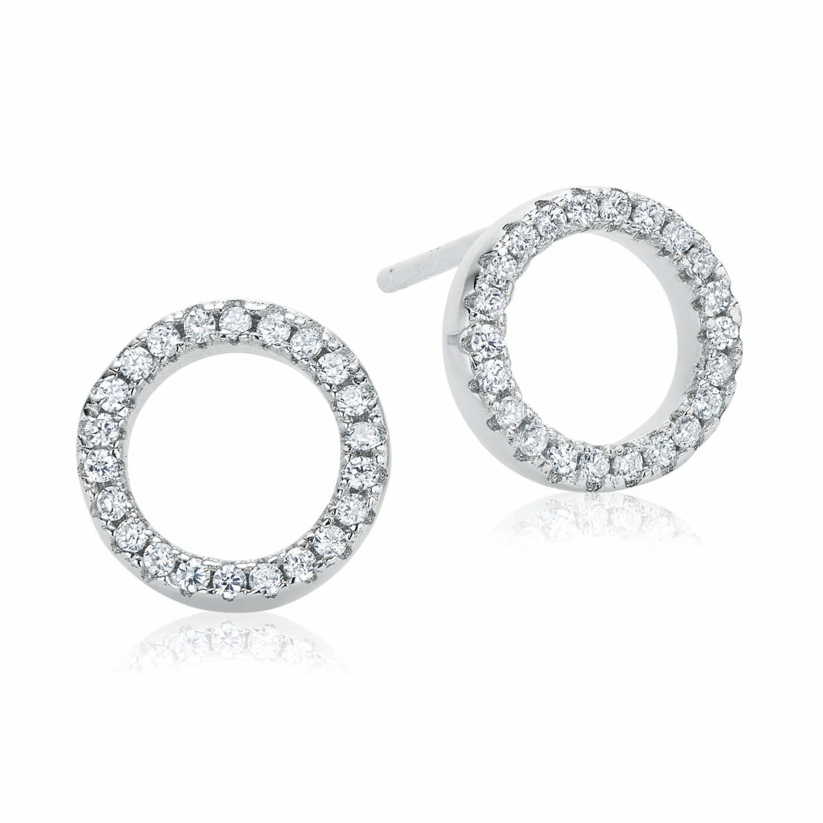 Sterling Silver Cubic Zirconia Open Circle Stud Earrings