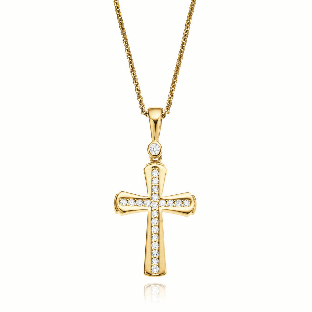 Buy Crystal Cubic Zirconia Cross Necklace, Sterling Silver, Feminine Online  in India - Etsy