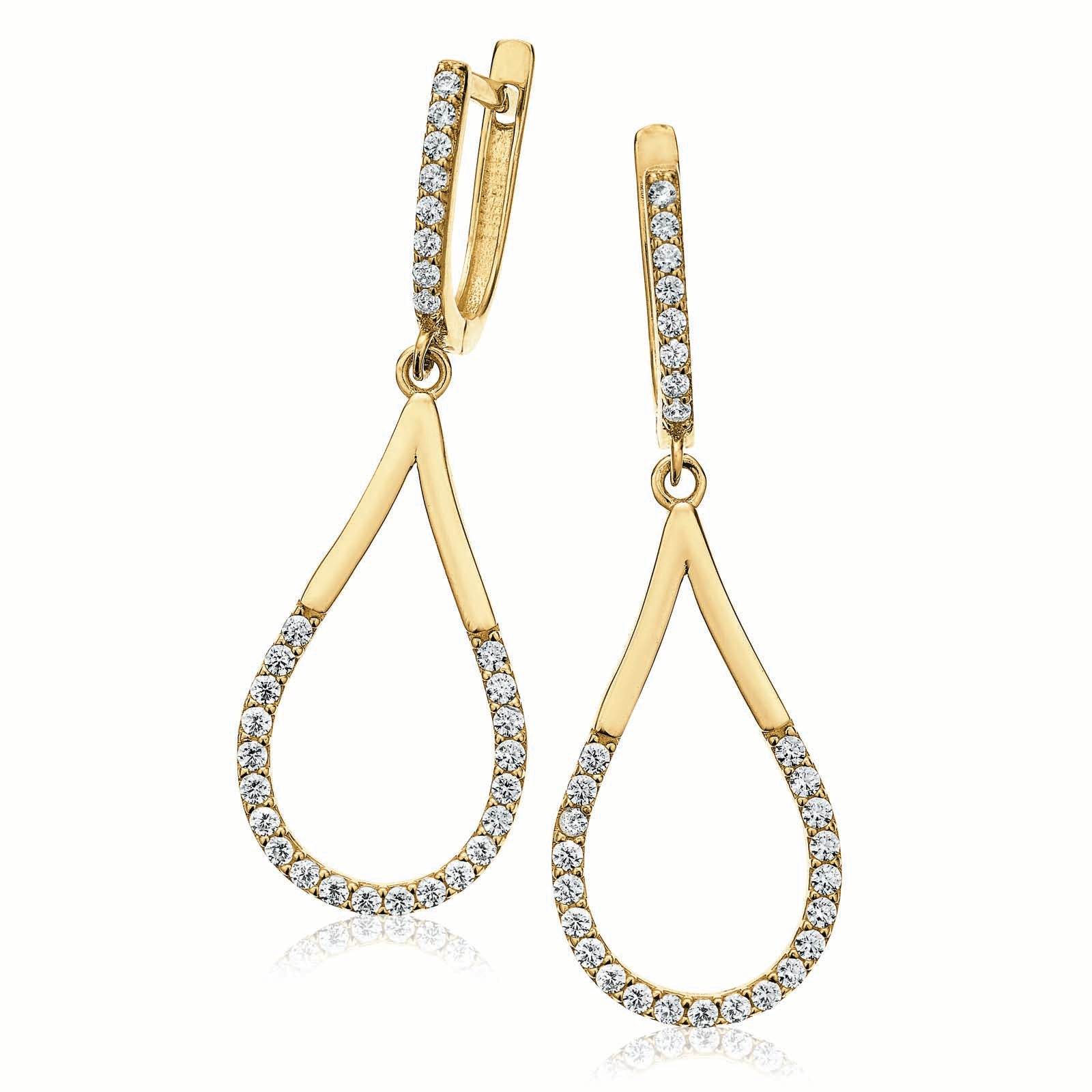 9ct Yellow Gold Cubic Zirconia Tear Drop Earrings