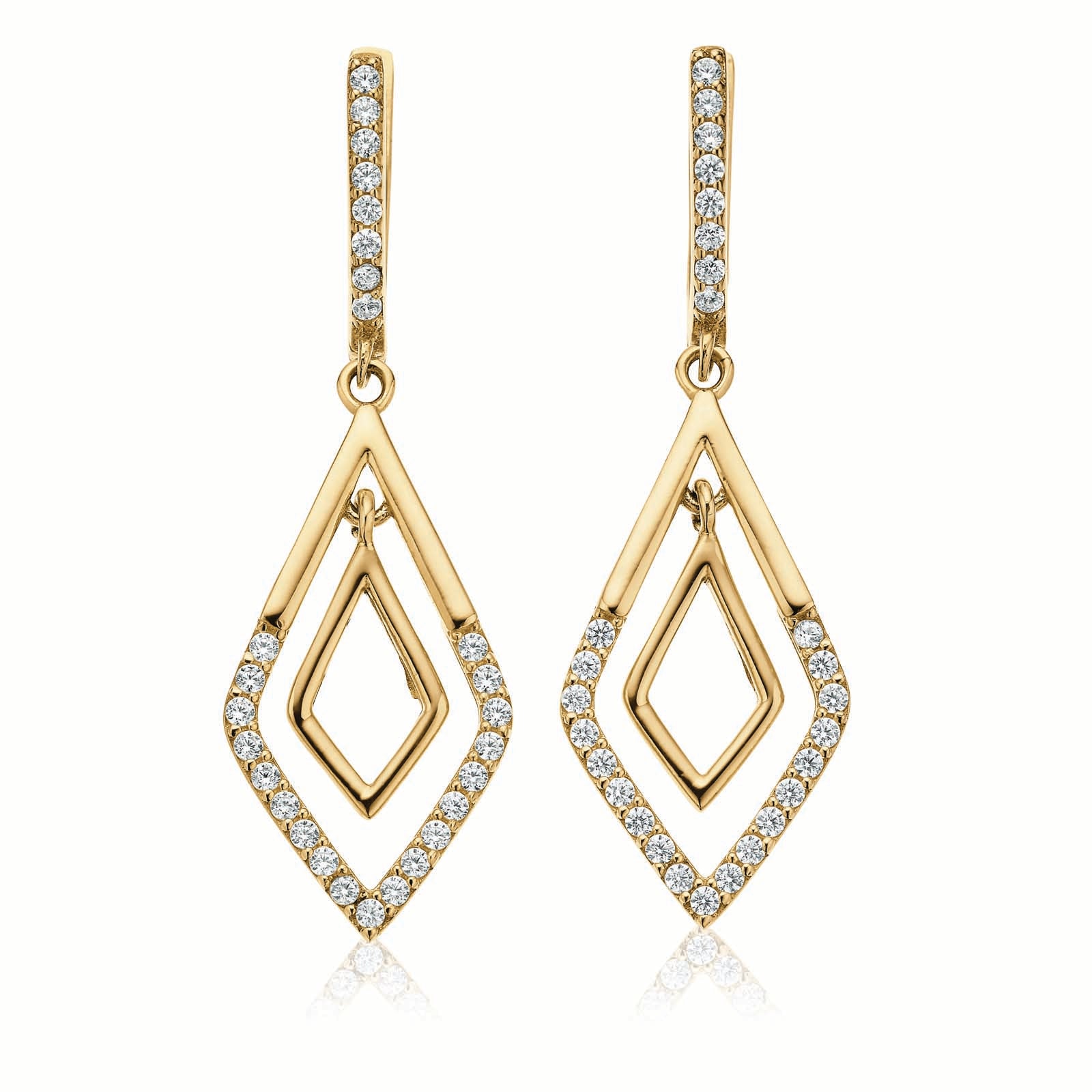 9ct Yellow Gold Cubic Zirconia Drop Earrings