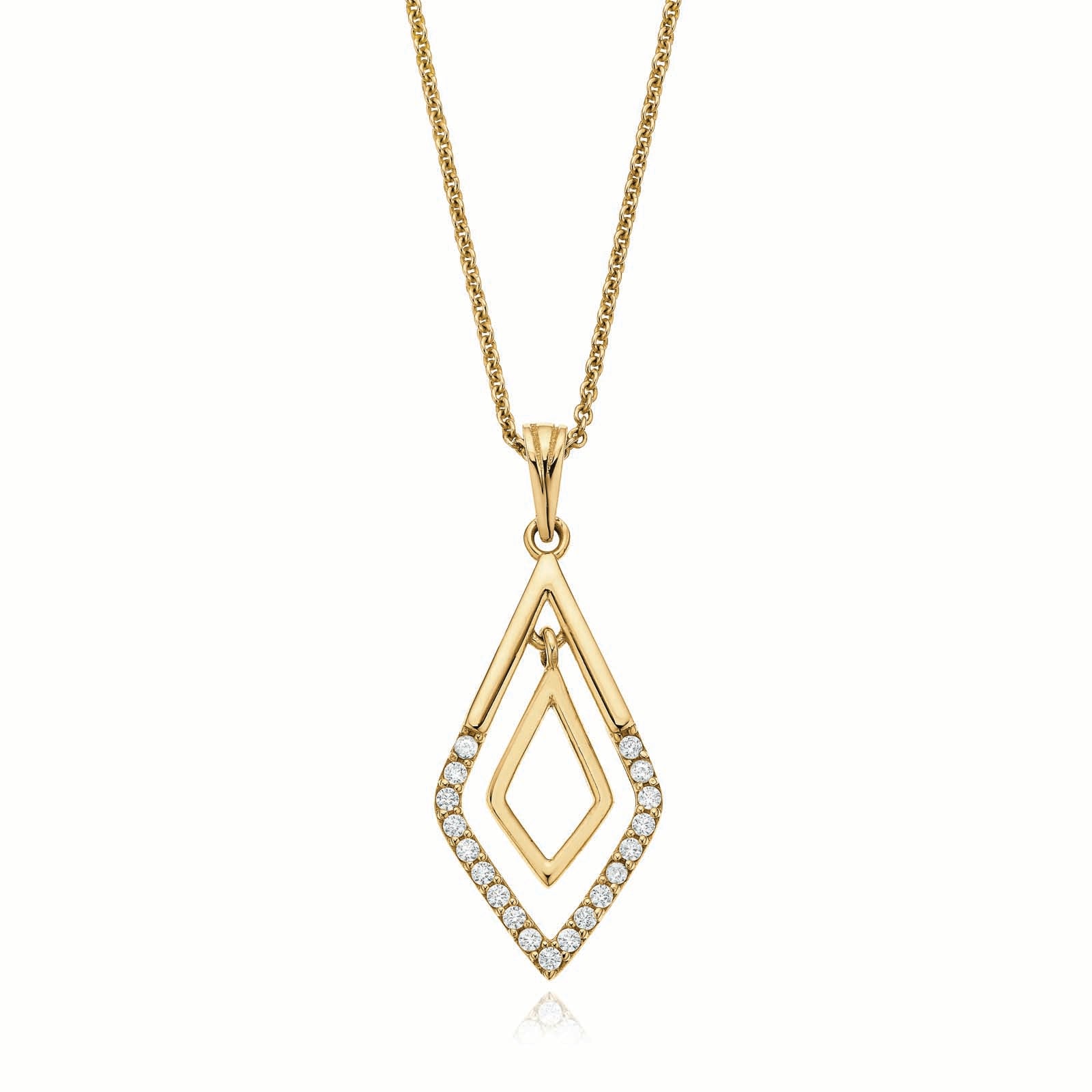 9ct Yellow Gold Cubic Zirconia Drop Pendant