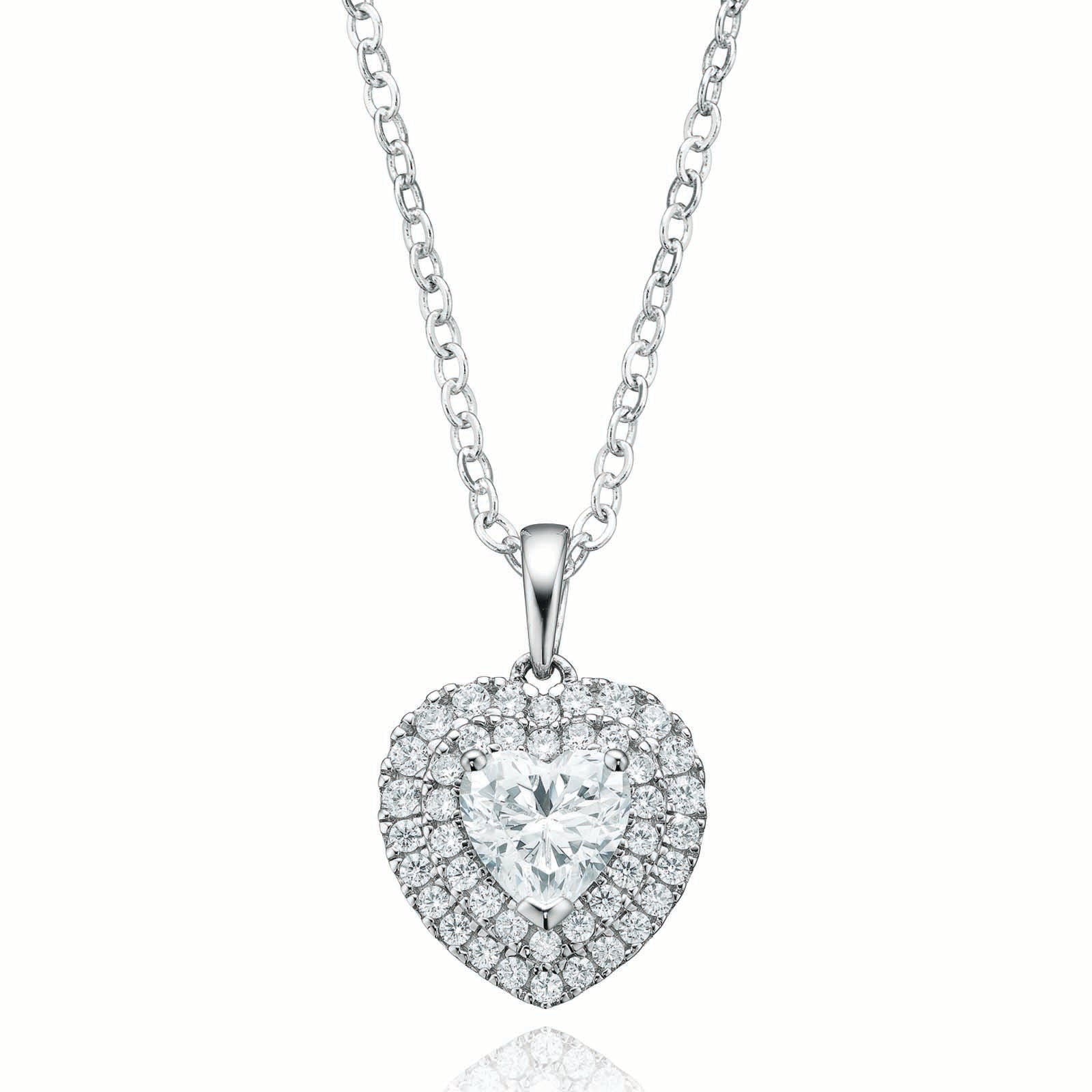 Sterling Silver Cubic Zirconia Heart Pendant