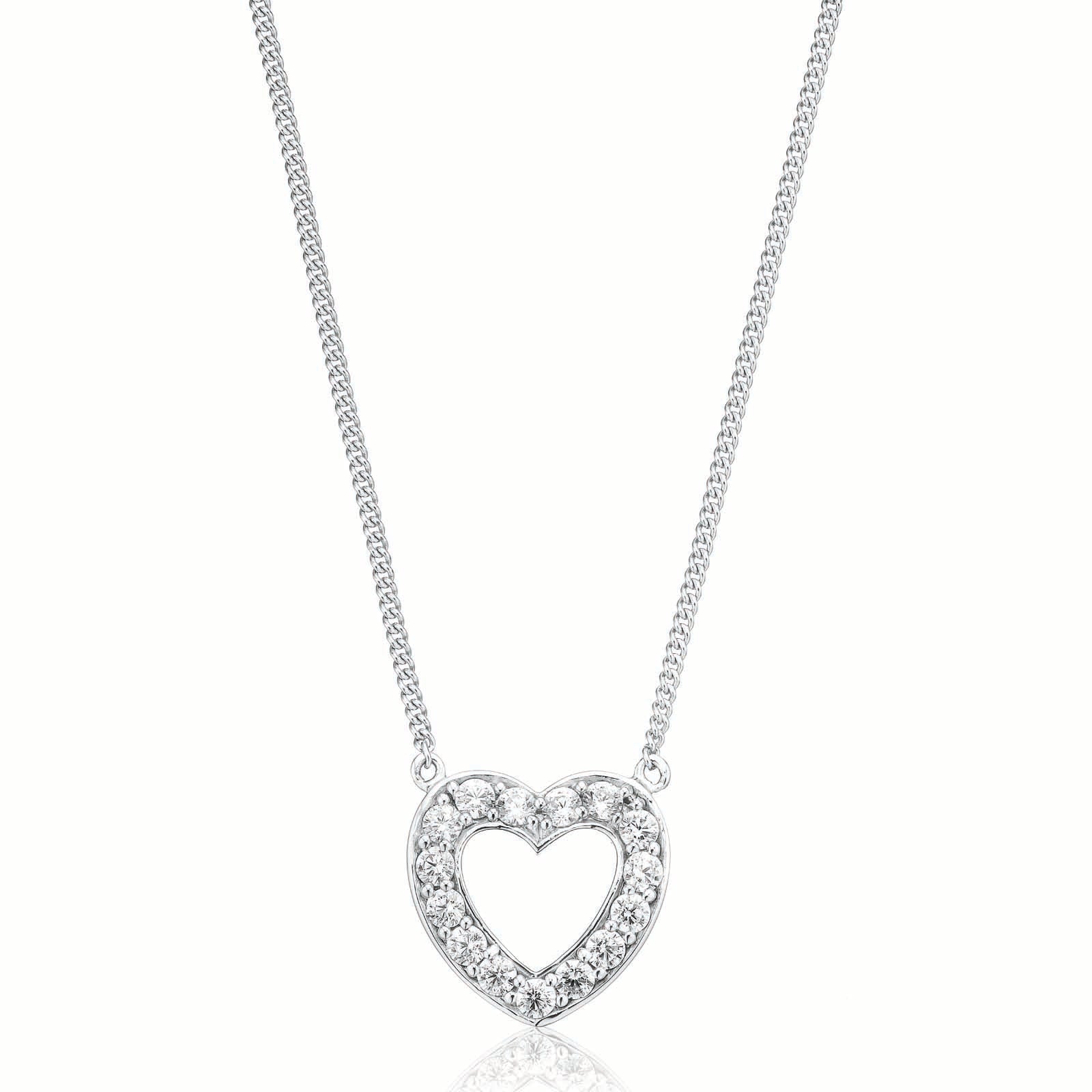 Sterling Silver Round Cubic Zirconia Heart Pendant – Zamels