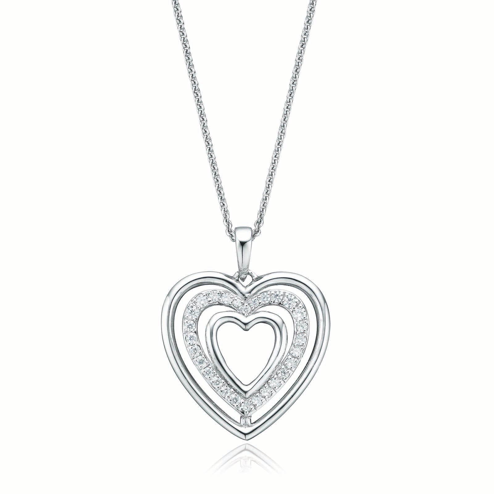 Sterling Silver Cubic Zirconia Heart Pendant