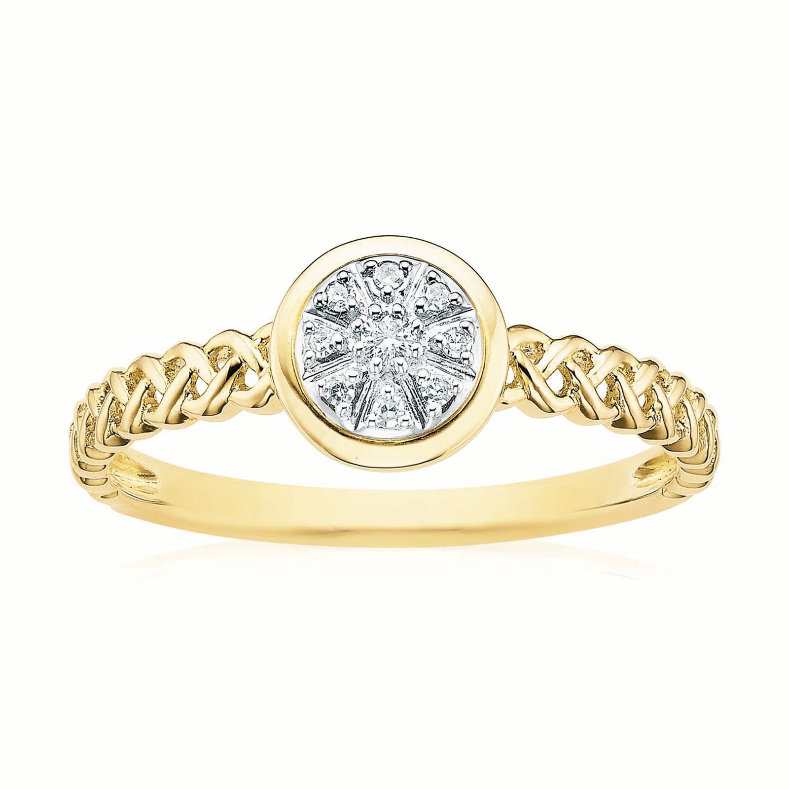 9ct Two Tone Gold  Diamond Set Ring