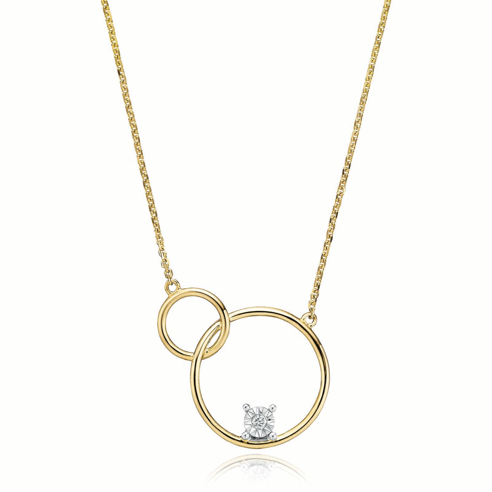 9ct Two Tone Gold  Diamond Set Necklace