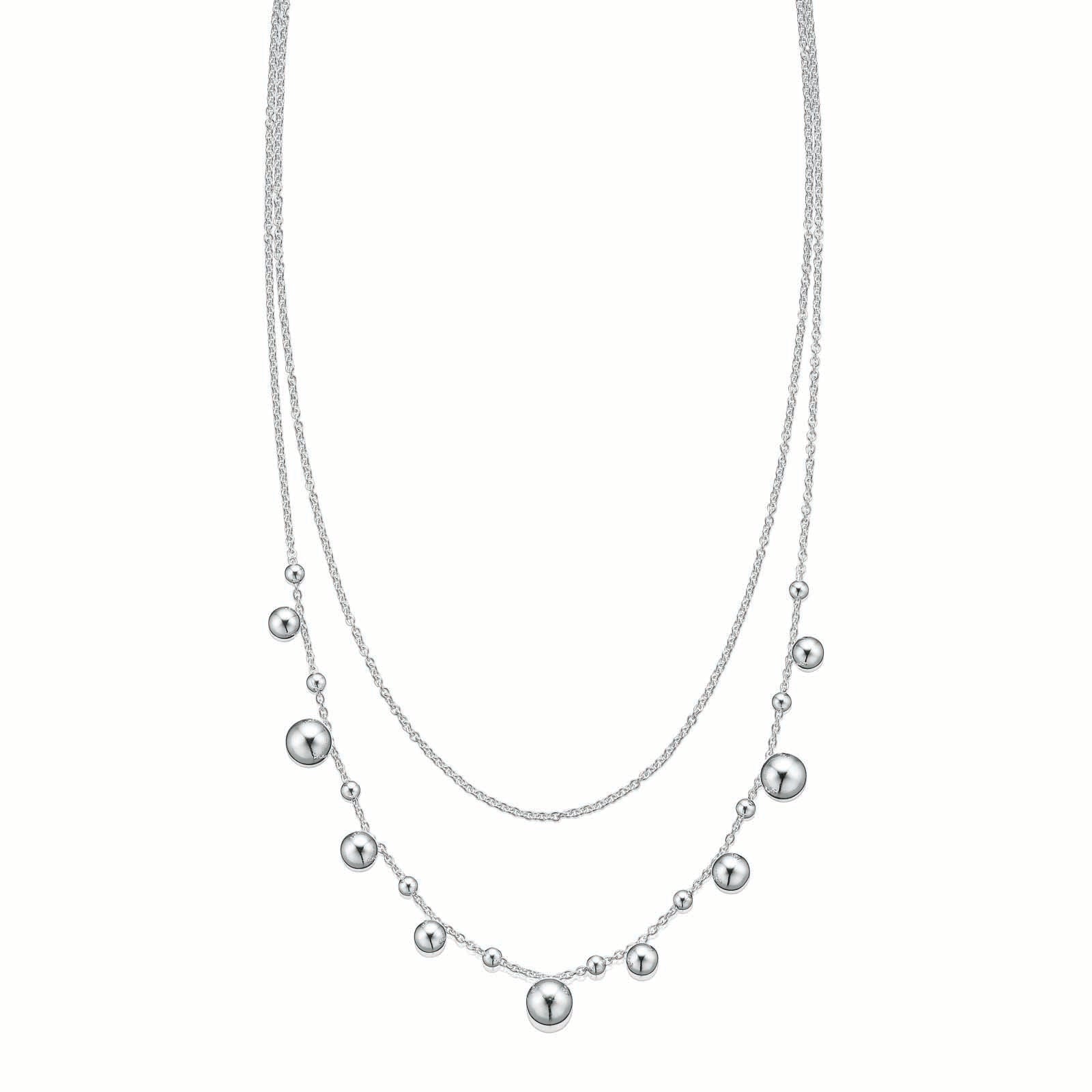 Sterling Silver  Layered Ball Necklace