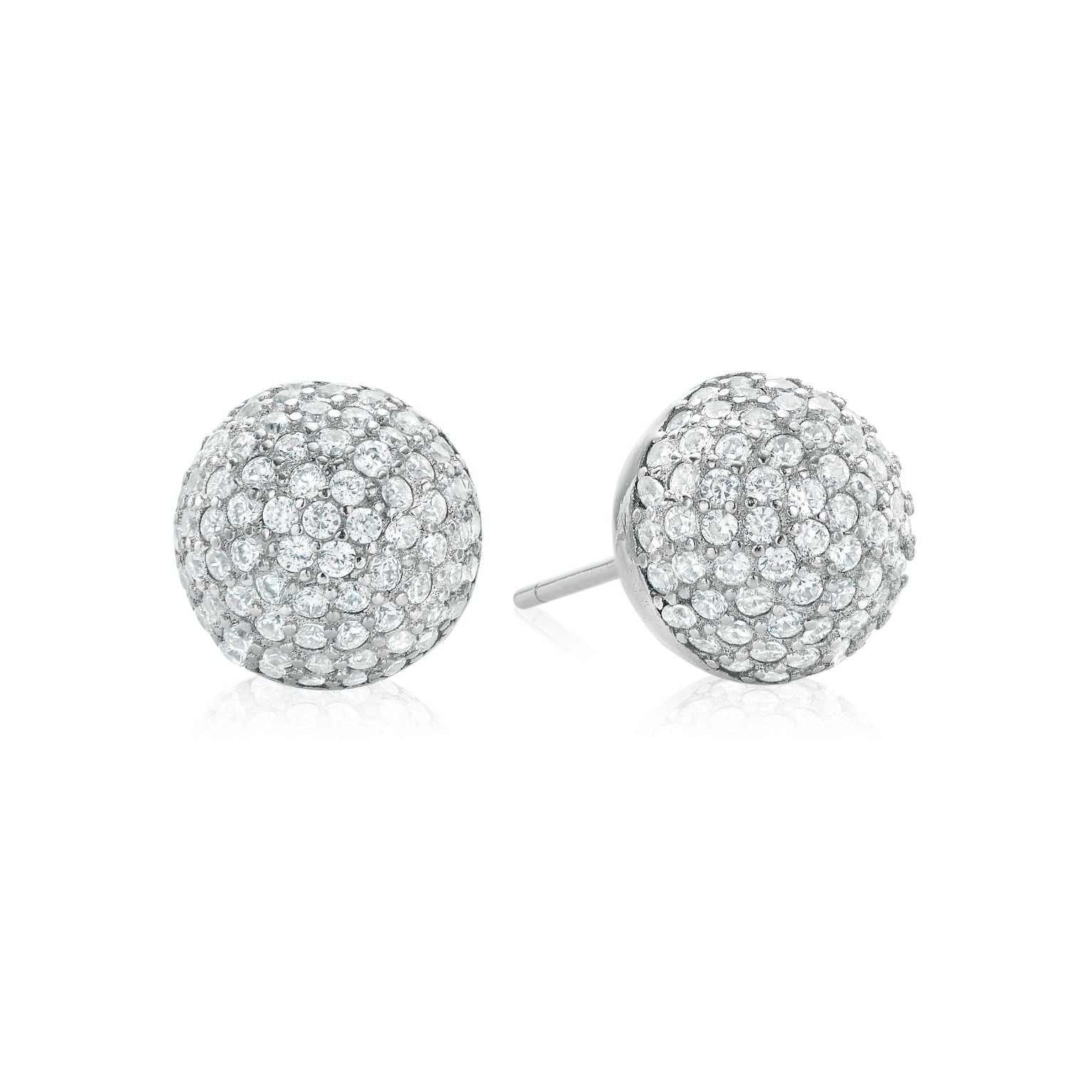 Sterling Silver Round Cut Cubic Zirconia Stud Earrings