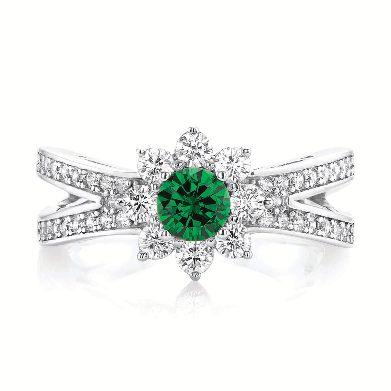 Sterling Silver Green Cubic Zirconia Ring