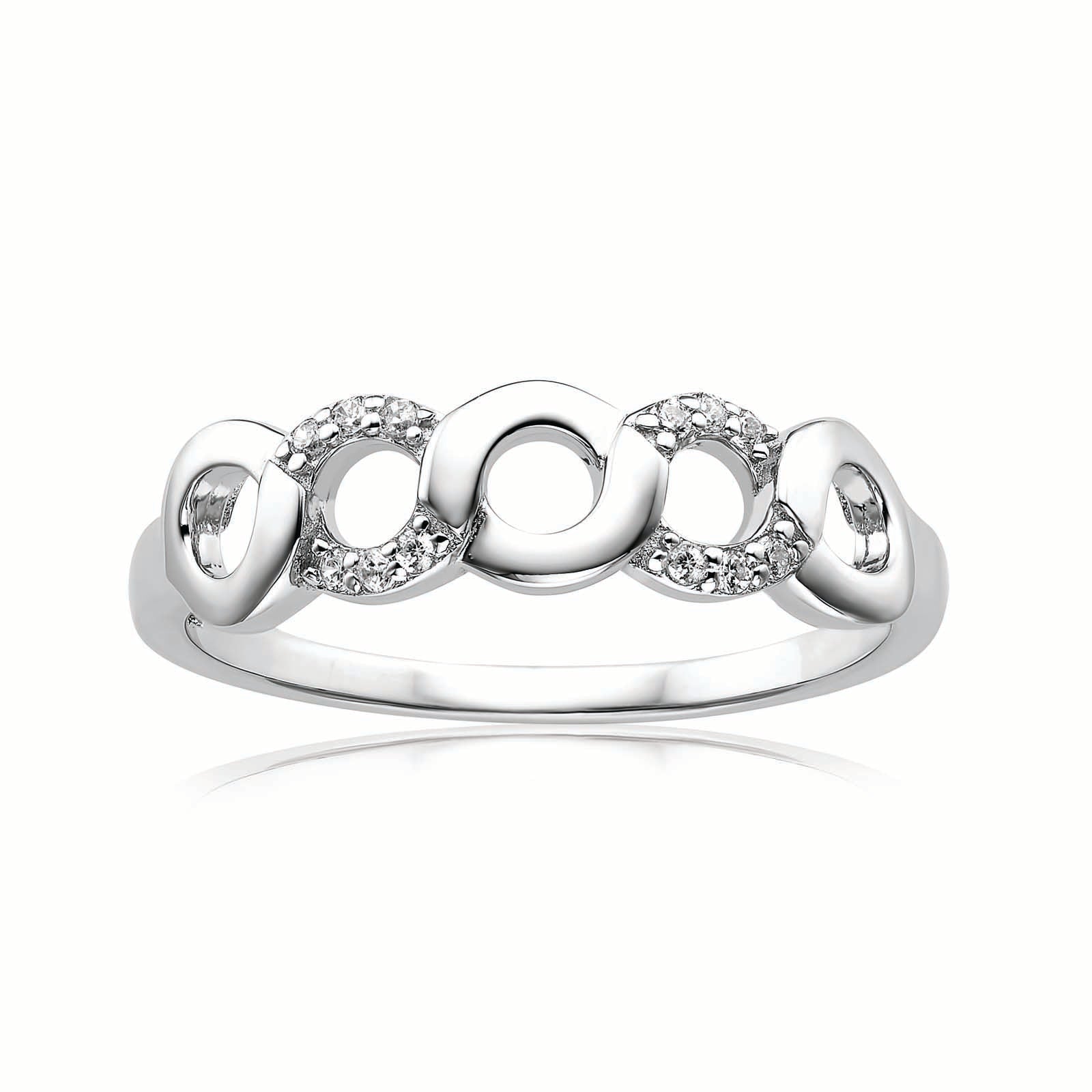 Sterling Silver Cubic Zirconia Link Ring