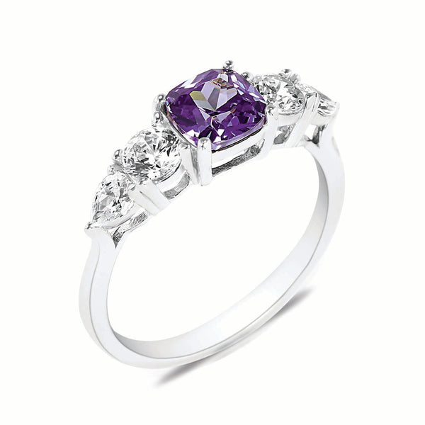 Ring with purple veneer quartz in silver 925% nickel free (R 2 outlet Q.V.)