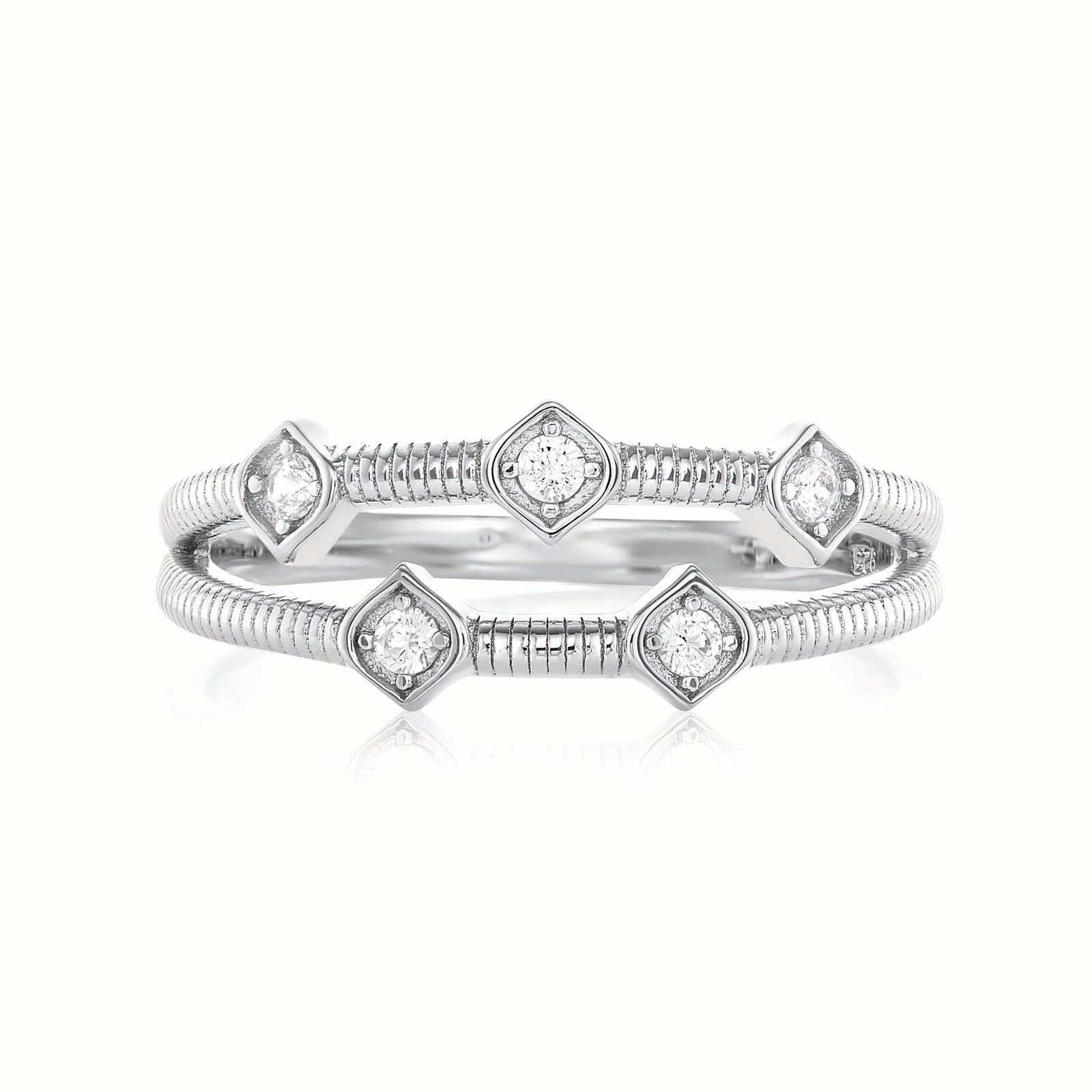 Sterling Silver Cubic Zirconia Split Ring