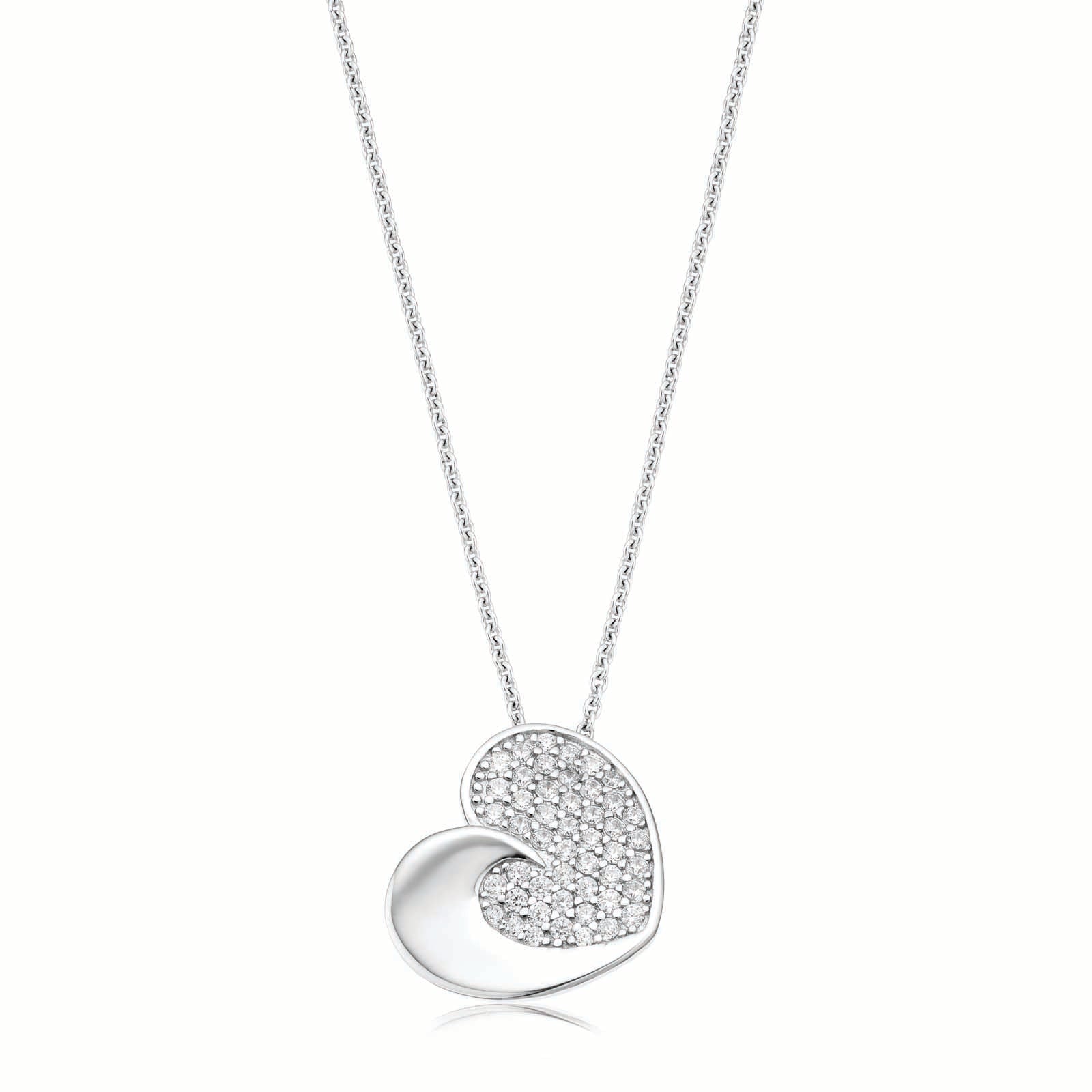 Sterling Silver   Cubiz Zirconia Heart Pendant