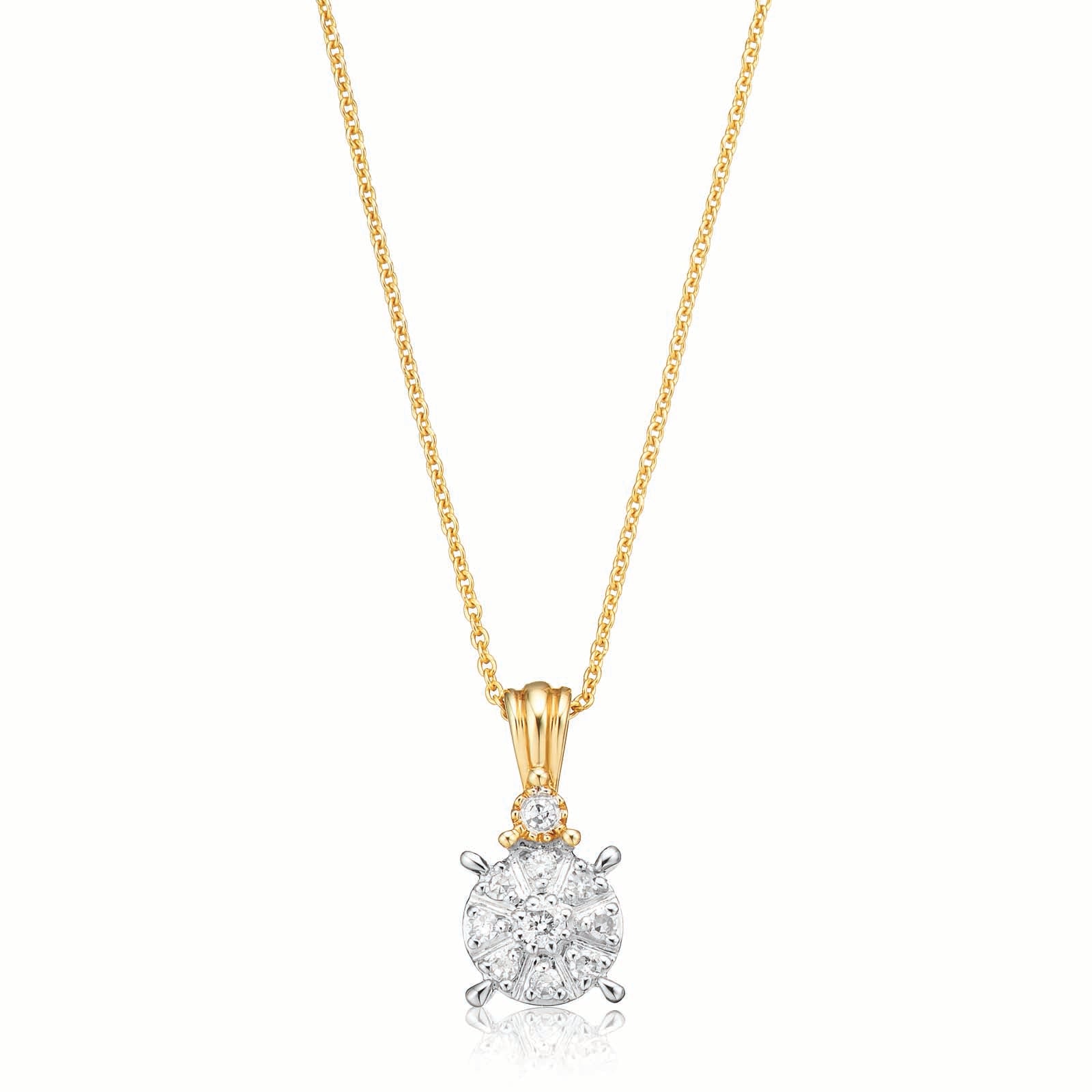 9ct Yellow Gold Round Brilliant Cut 0.10 CARAT tw of Diamonds Pendant