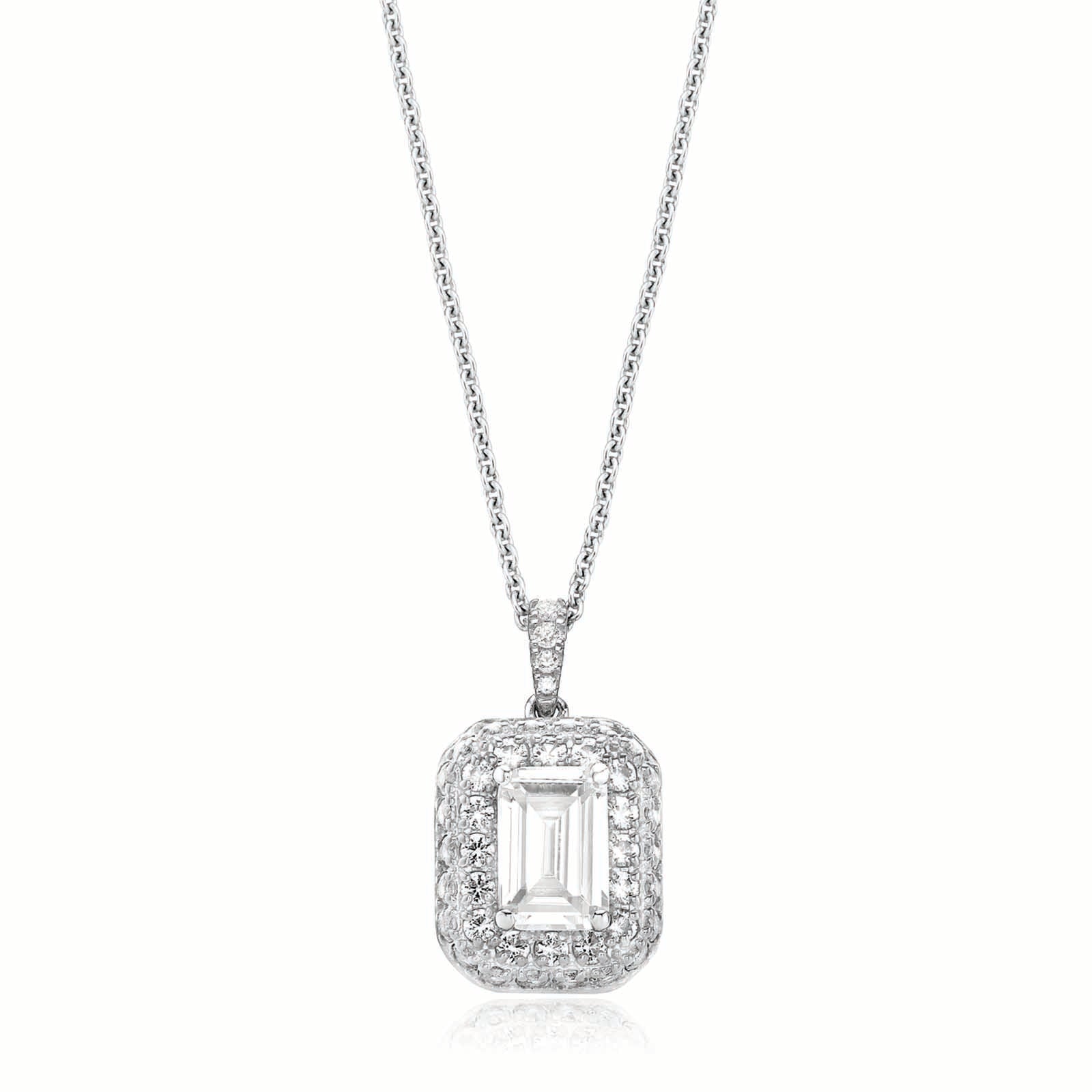 Sterling Silver Emerald Cubic Zirconia Pendant