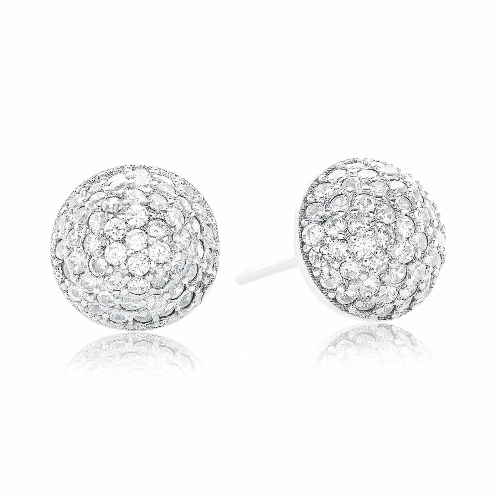 Sterling Silver Cubic Zirconia Ball  Stud Earrings