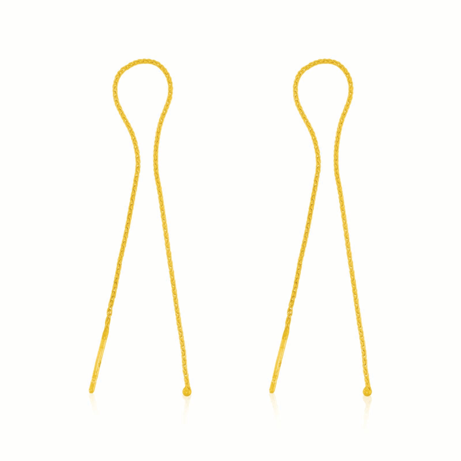 9ct Yellow Gold 11cm Threader Earrings