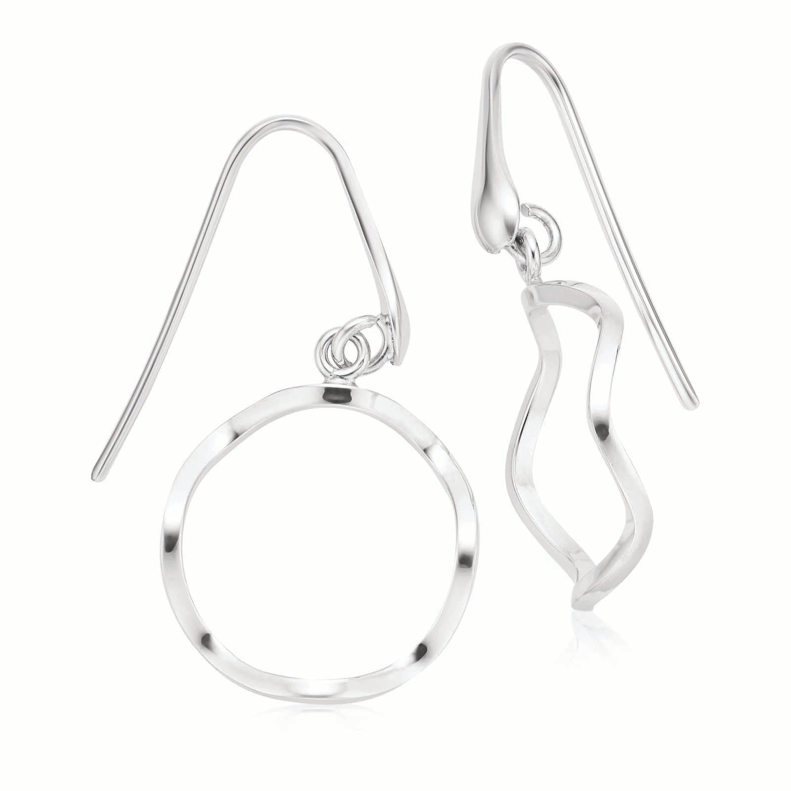 Sterling Silver  Circle Drop Earrings