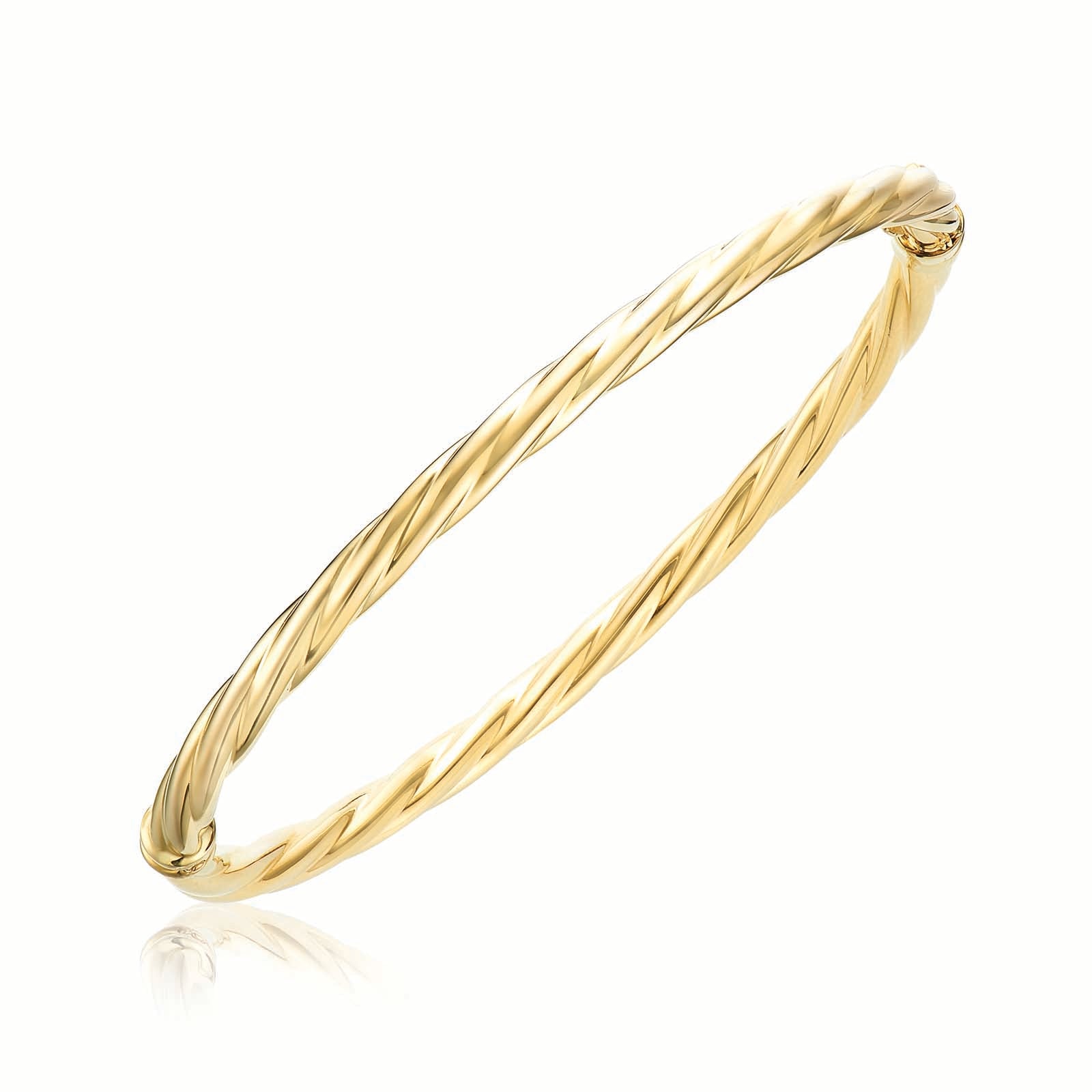 9ct Yellow Gold Silver Filled 65mm Twist Bangle