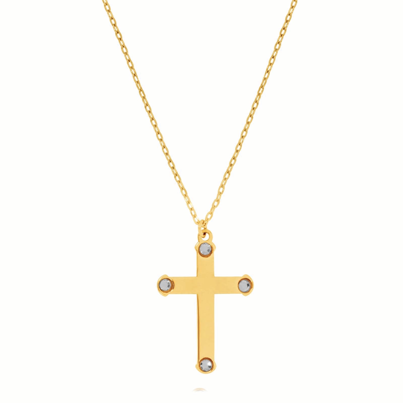 9ct Yellow Gold  45 cm Cubic Zirconia Cross Necklace