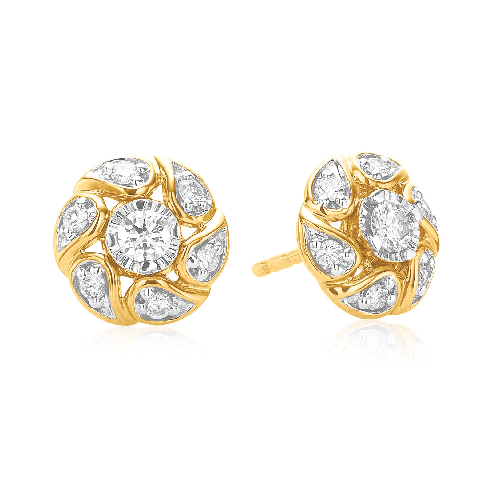 9ct Yellow Gold 0.25 ctw Diamond Stud Earrings