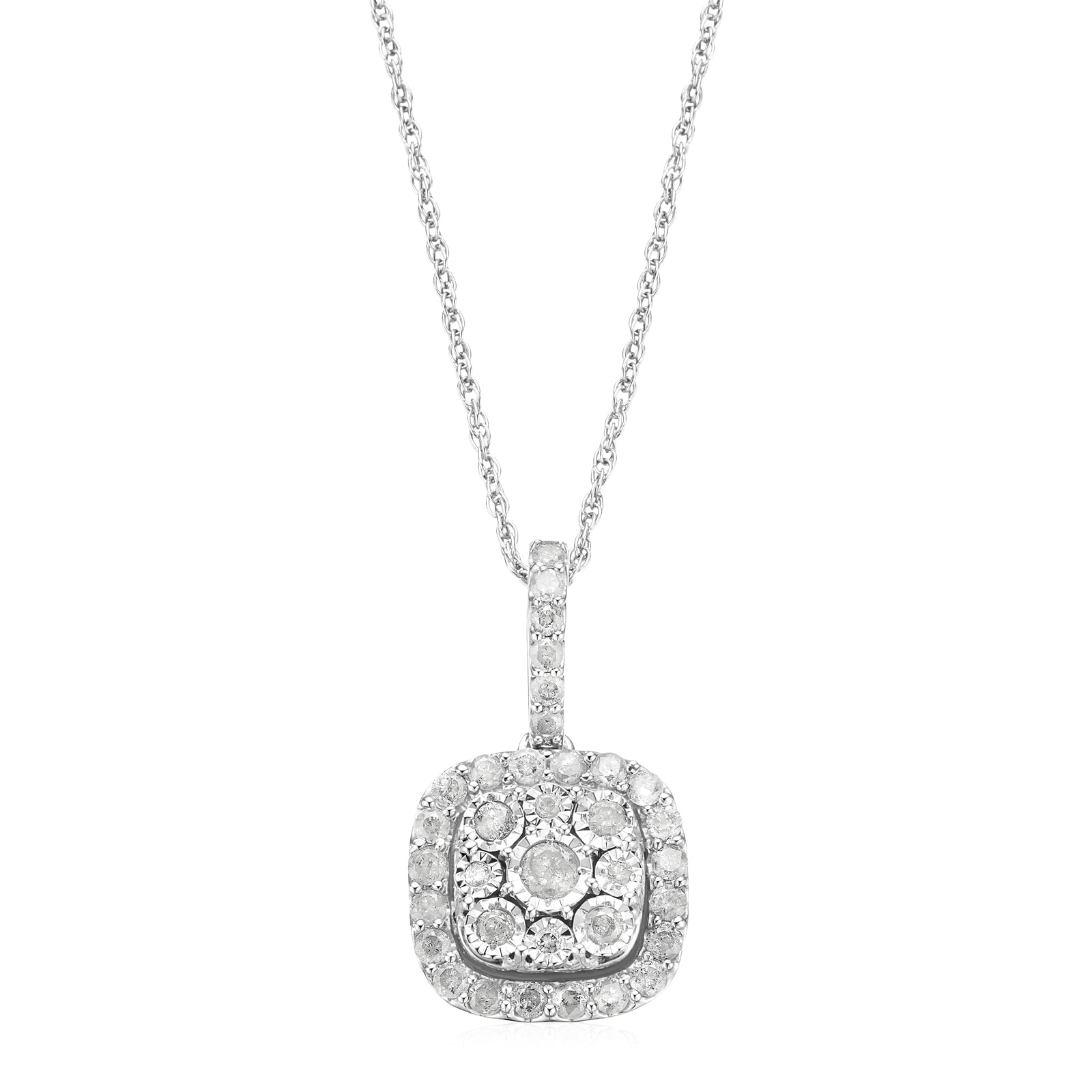 Sterling Silver Round Brilliant Cut 1/2 CARAT tw of Diamonds Pendant