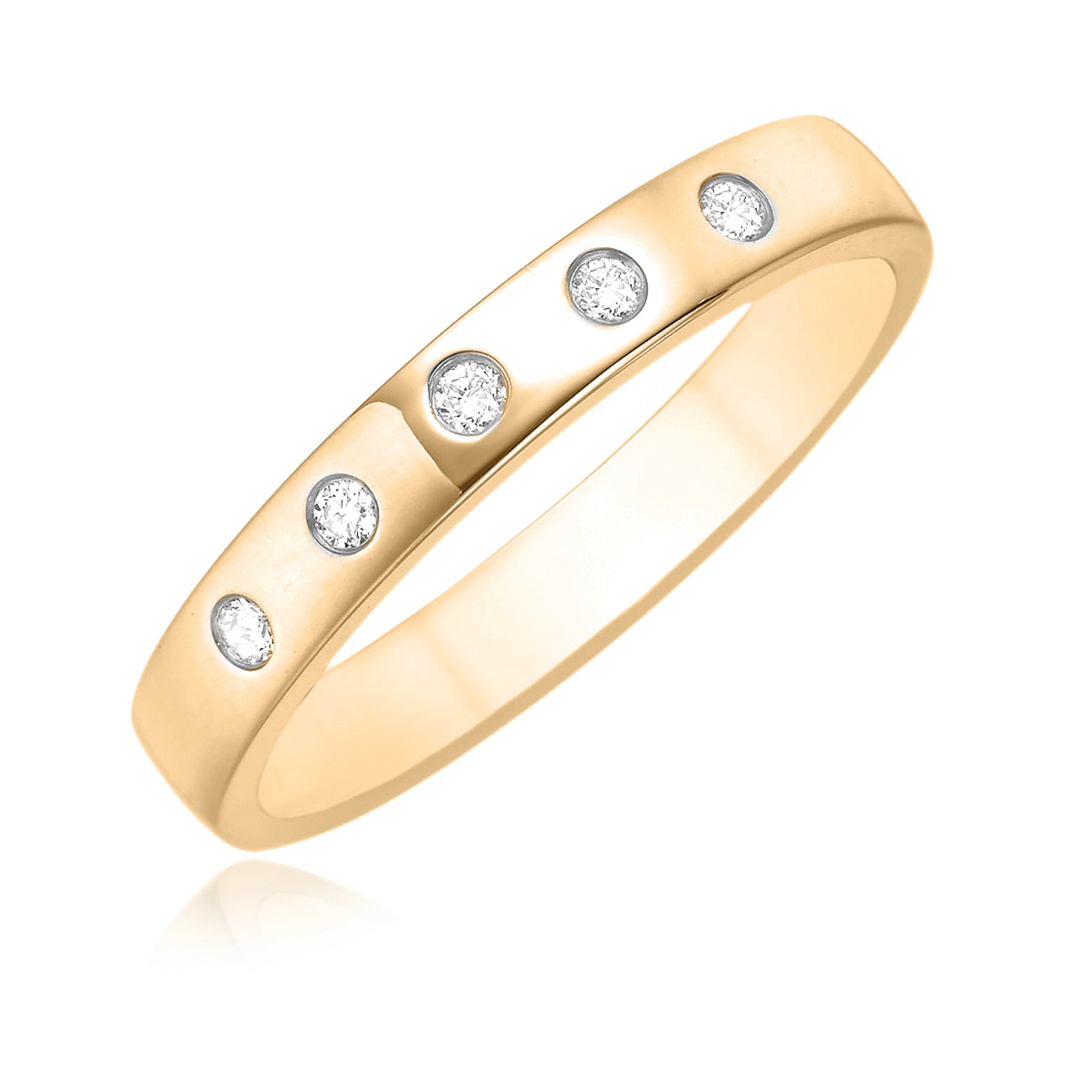 9ct Yellow Gold Round Brilliant Cut with 0.06 ct tw of Diamonds Ring