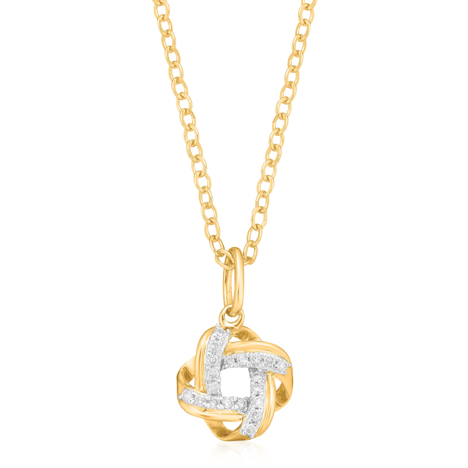 9ct Yellow Gold Round Brilliant Cut 0.10 CARAT tw of Diamonds Pendant