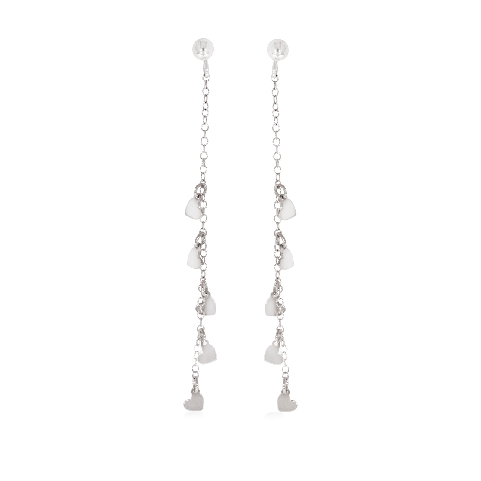 Sterling SilverHanging Hearts Drop Earrings